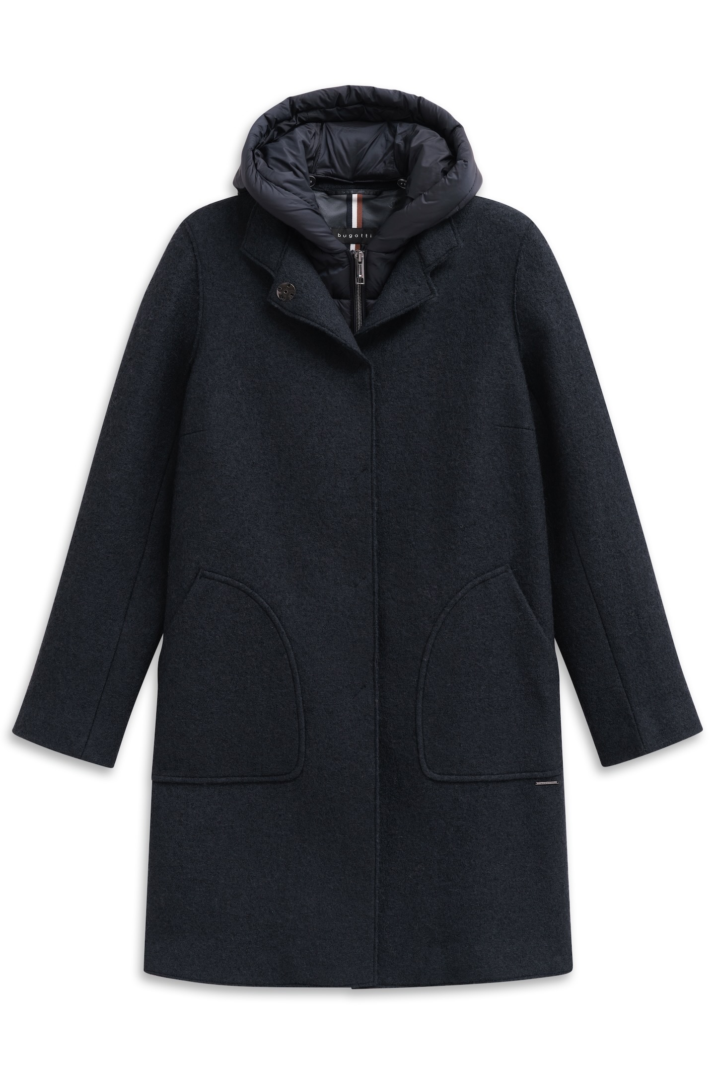 bugatti Wollmantel »Modern Fit«, mit Kapuze & herausnehmbarer Weste