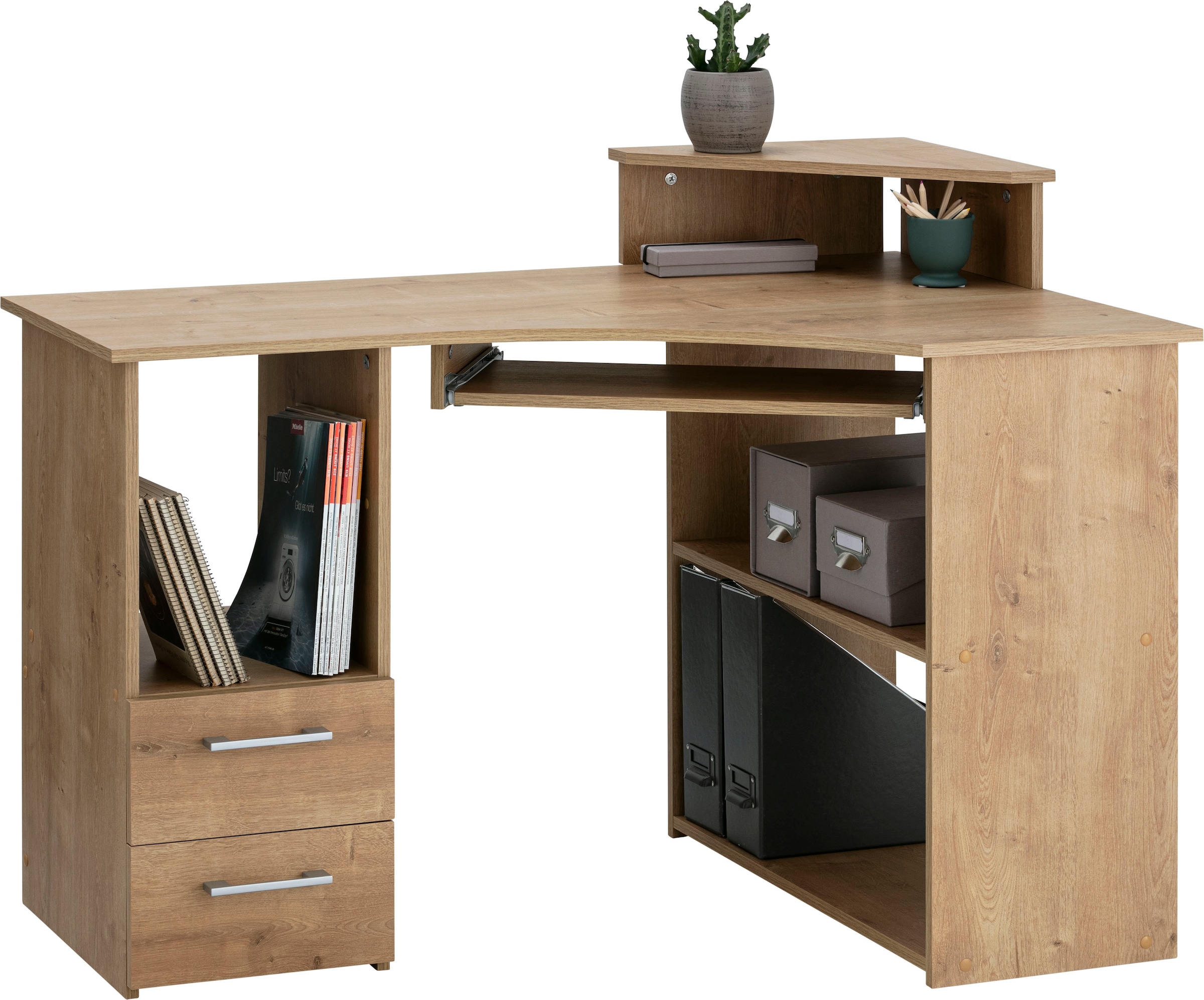 VOGL Möbelfabrik Schreibtisch "Sam", Eckschreibtisch, Tastaturauszug, Monit günstig online kaufen