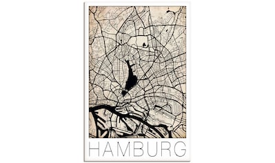 Leinwandbild »Retro Karte Hamburg Deutschland Grunge«, Deutschland, (1 St.)