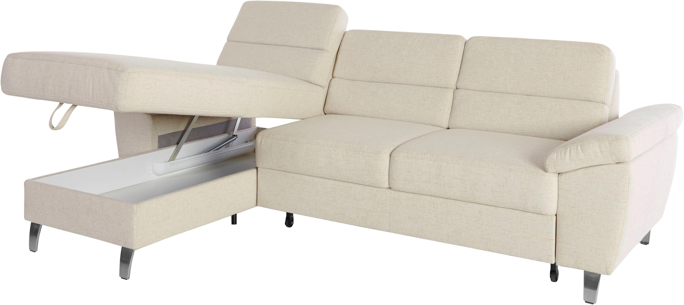 sit&more Ecksofa »Sorano L-Form«, wahlweise mit Bettfunktion und Bettkasten