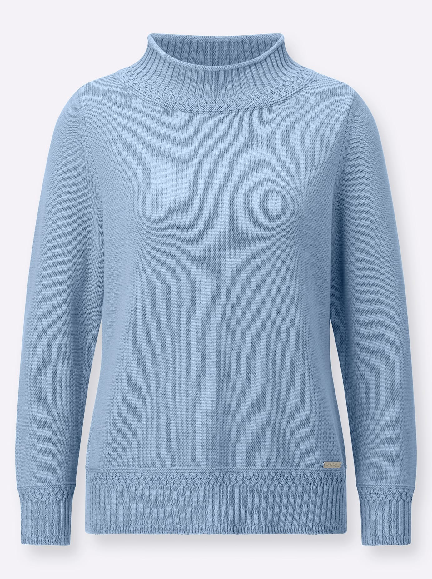 Stehkragenpullover CASUAL LOOKS "Stehkragen-Pullover", Damen, Gr. 54, blau (eisblau), 50% Baumwolle, 50% Polyacryl, unifarben, Pullover Stehkragenpullover 2
