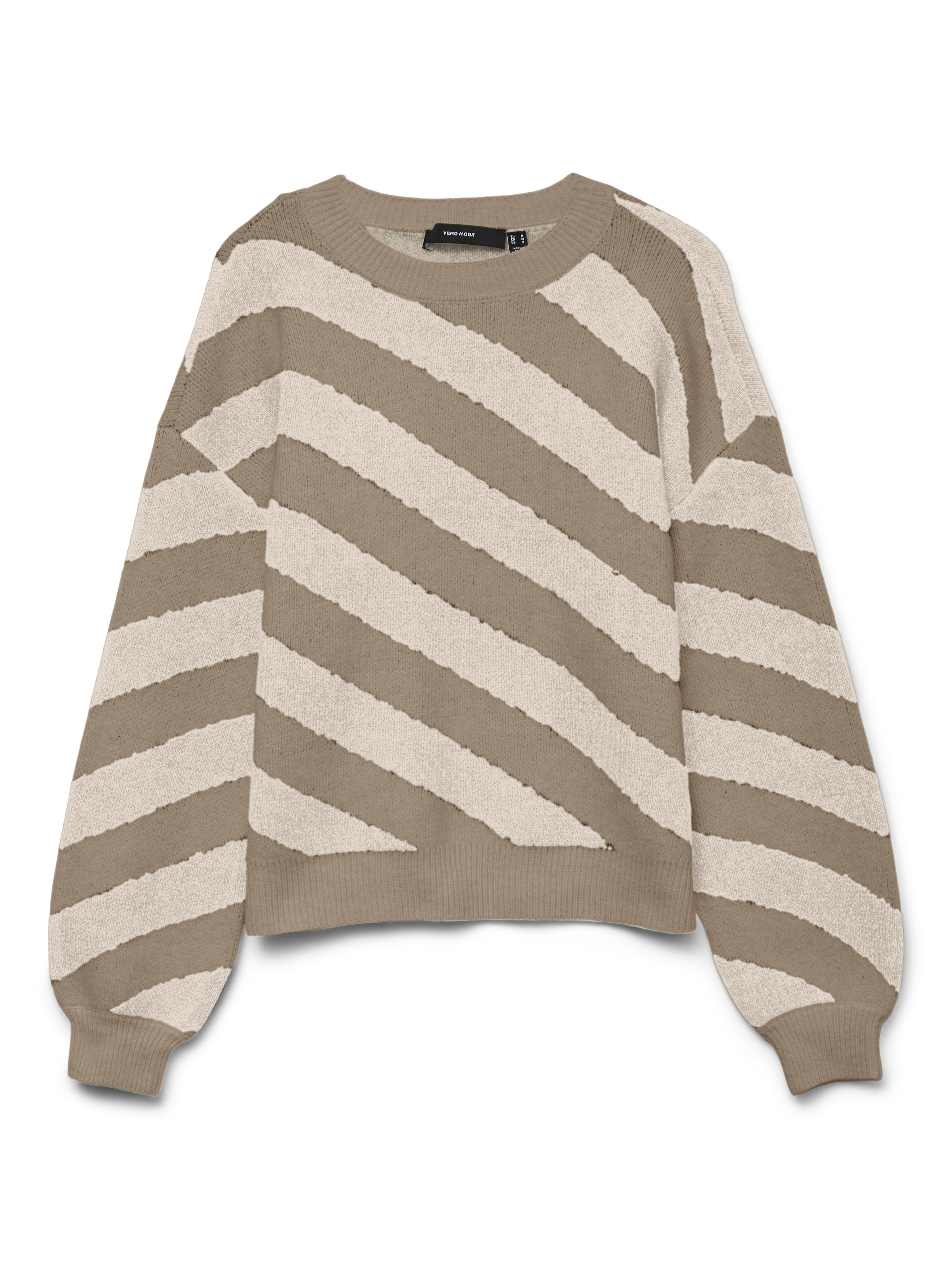 Vero Moda Rundhalspullover »VMLARA LS O-NECK PULLOVER GA BOO REP« Materialmix, Stretch, regular fit
