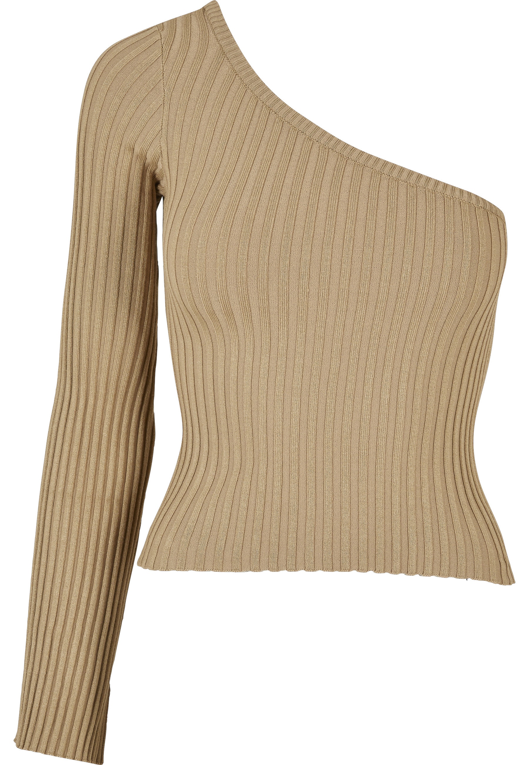 URBAN CLASSICS Rundhalspullover "Urban Classics Damen Ladies Short Rib Knit One Sleeve Sweater" 1