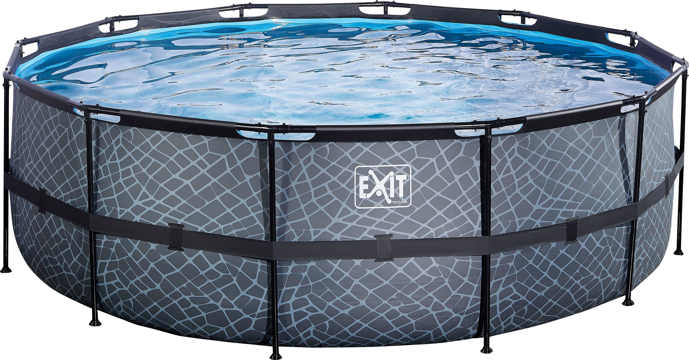 EXIT Stone Pool ø427x122cm mit Sandfilterpumpe - grau