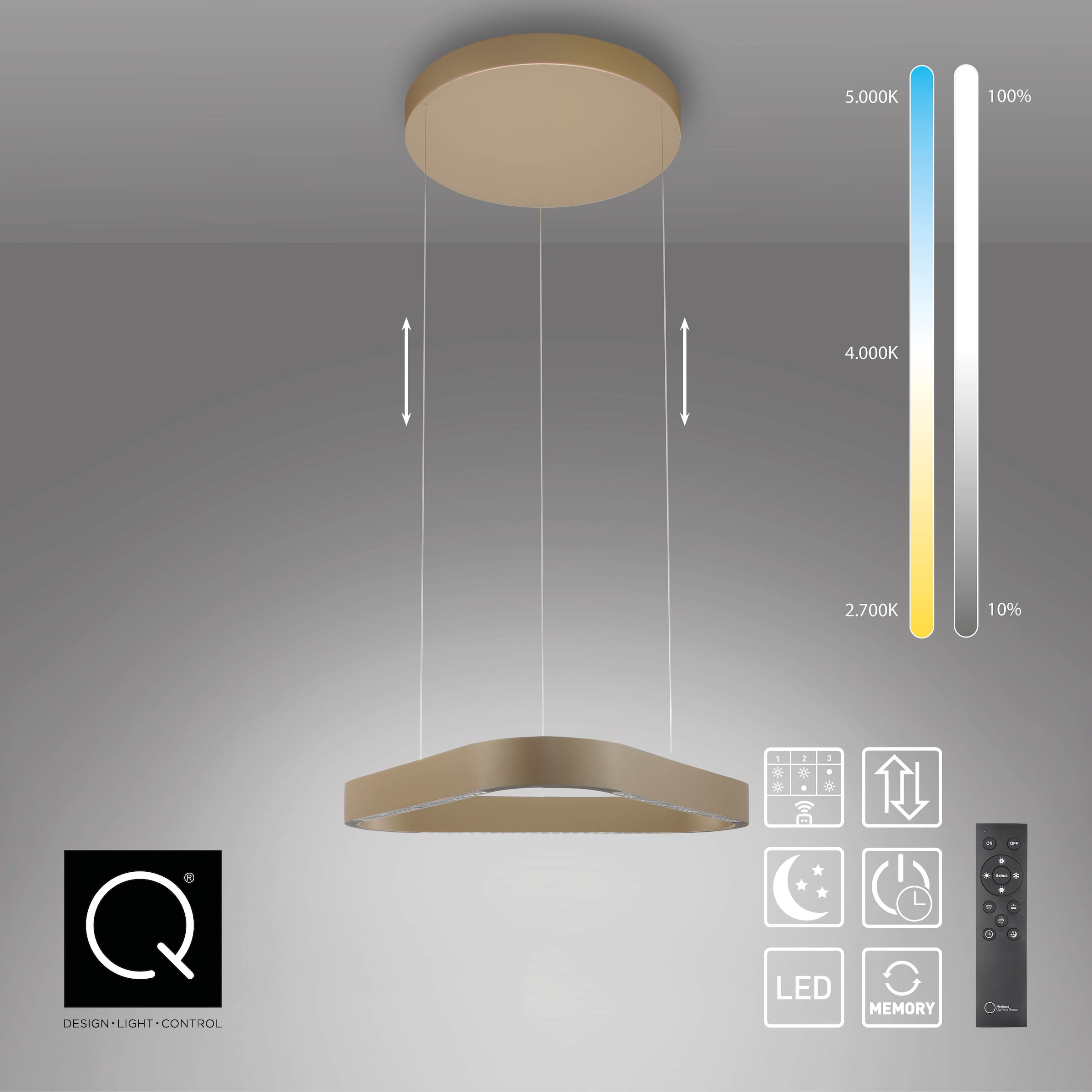 Neuhaus Q DESIGN CONTROL LIGHTS LED Pendelleuchte »Q-STRETTO« LED-Board 1 Stk. warmweiß - kaltweiß