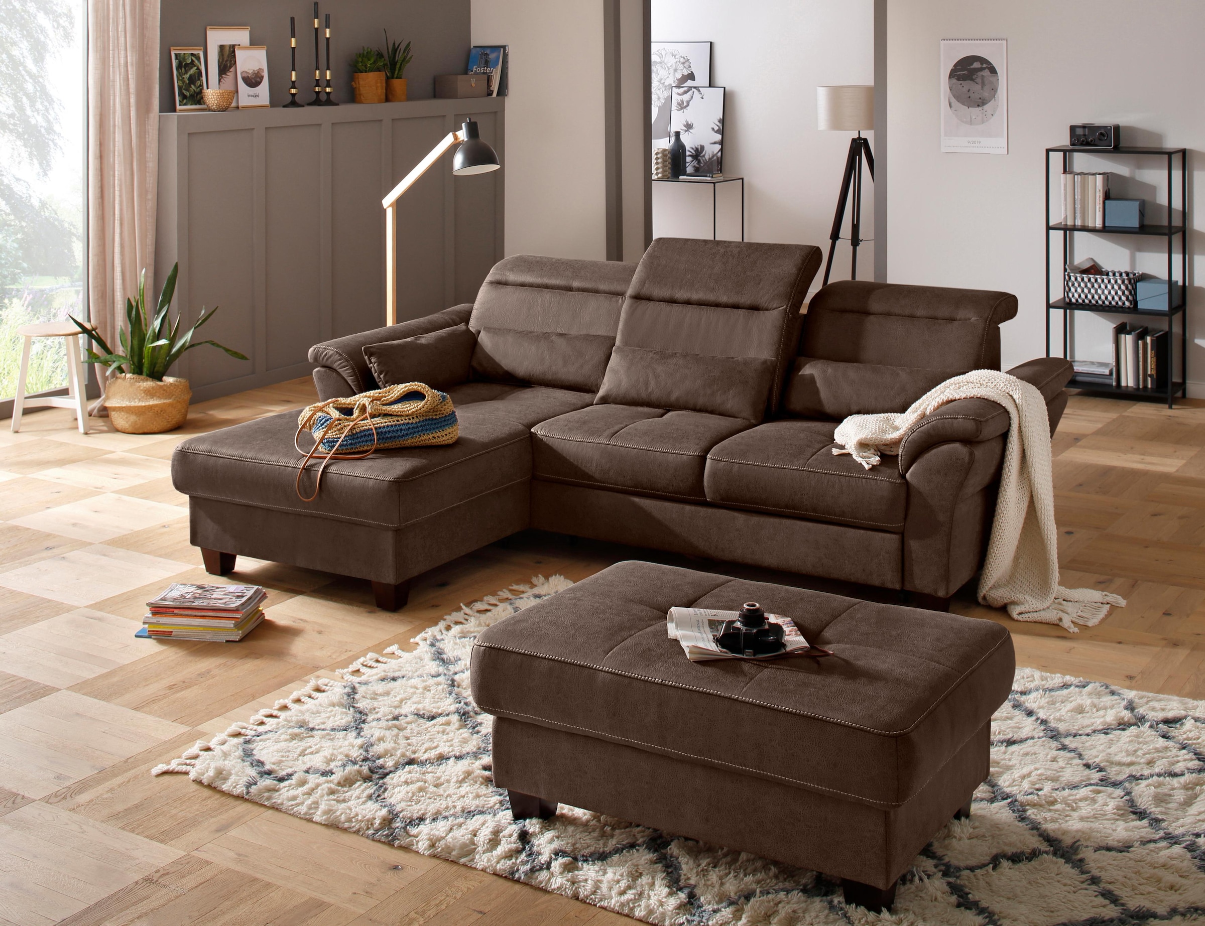 Home affaire Ecksofa »Solvei L-Form«, mit Recamierenabschluß und Sitztiefenverstellung