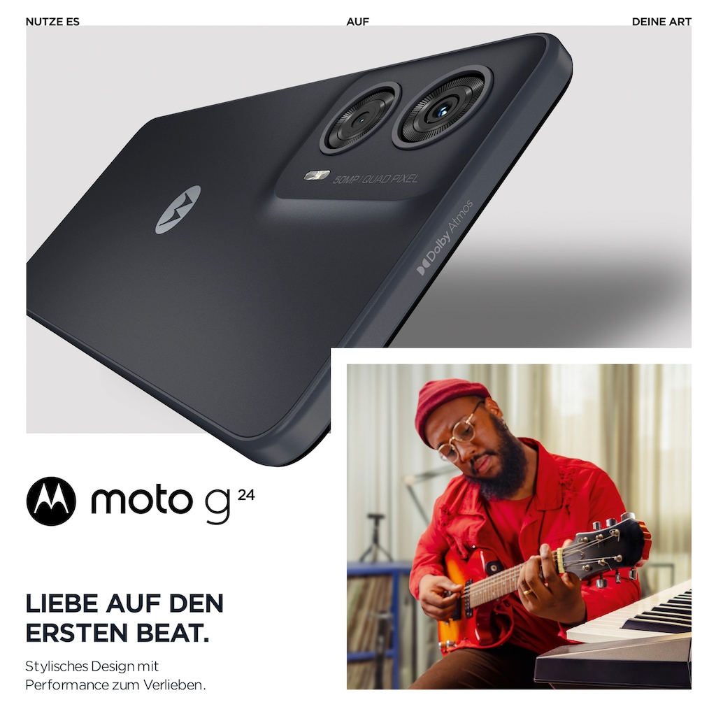 Motorola Smartphone »Moto G24«, Matte Charcoal, 16,66 cm/6,56 Zoll, 128 GB Speicherplatz, 50 MP Kamera