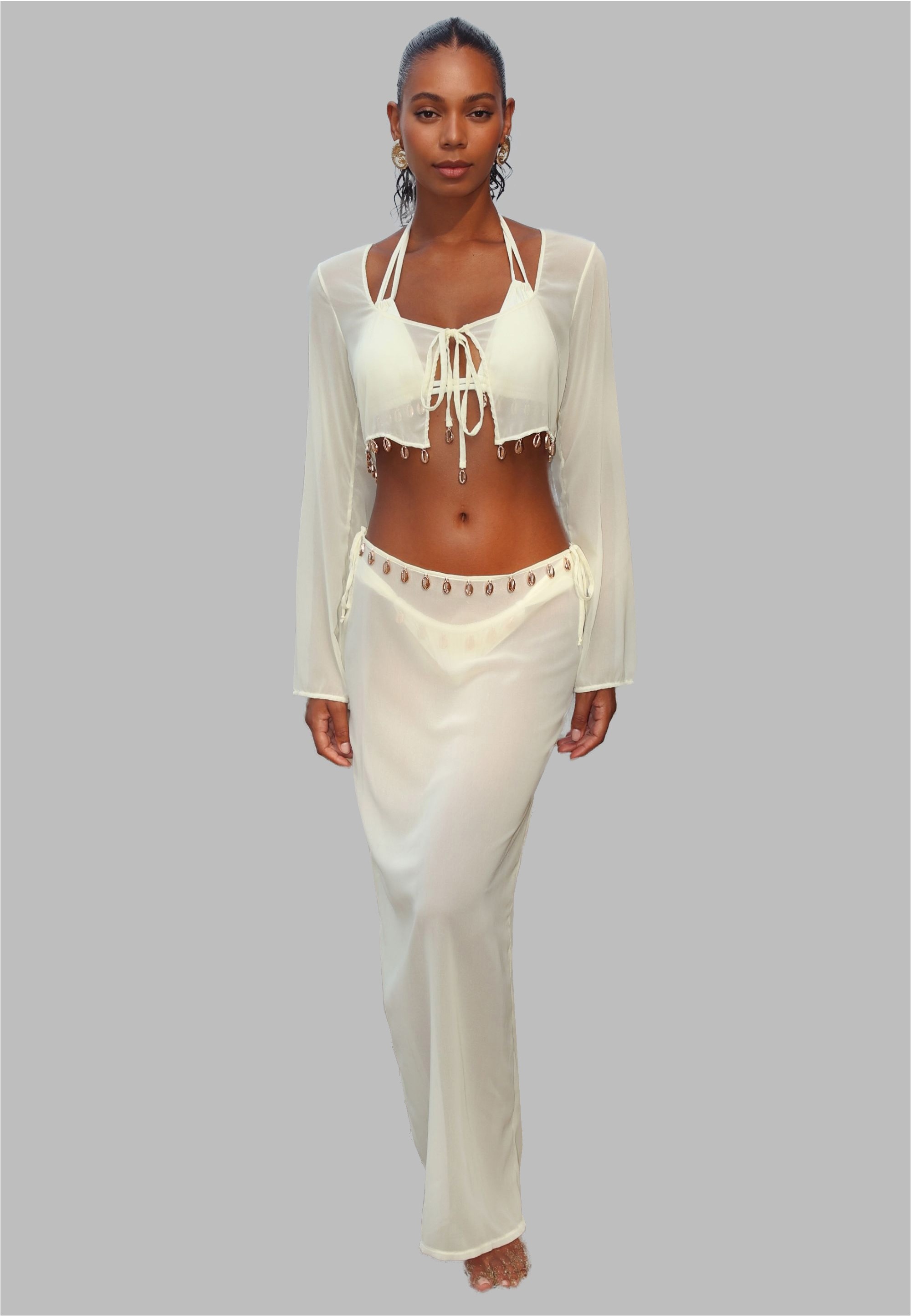 Moda Minx Jerseykleid "GOLD SHELLS CHIFFON LONG SKIRT", mit tollen Muschel- günstig online kaufen
