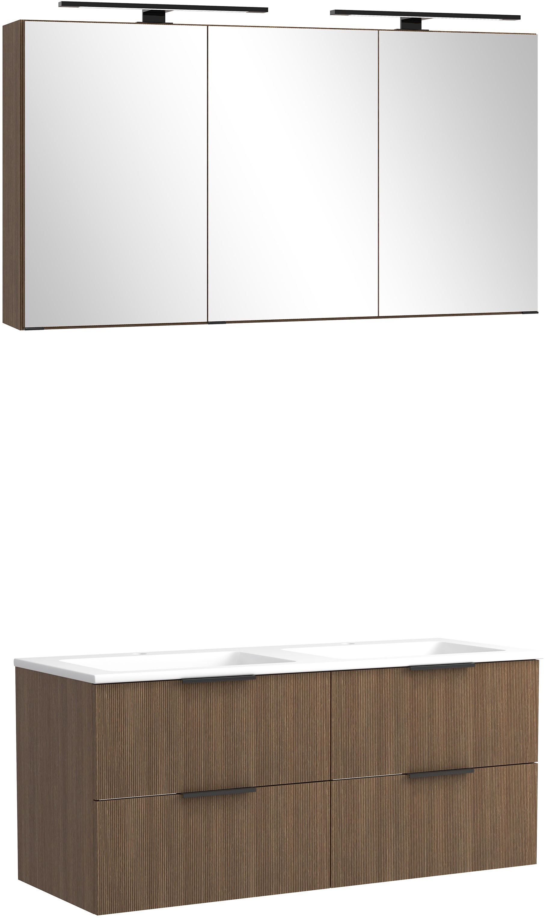 welltime Badmöbel-Set »Welltime, York Waschtisch-Set 120 cm, weißes oder schwarzes Becken«