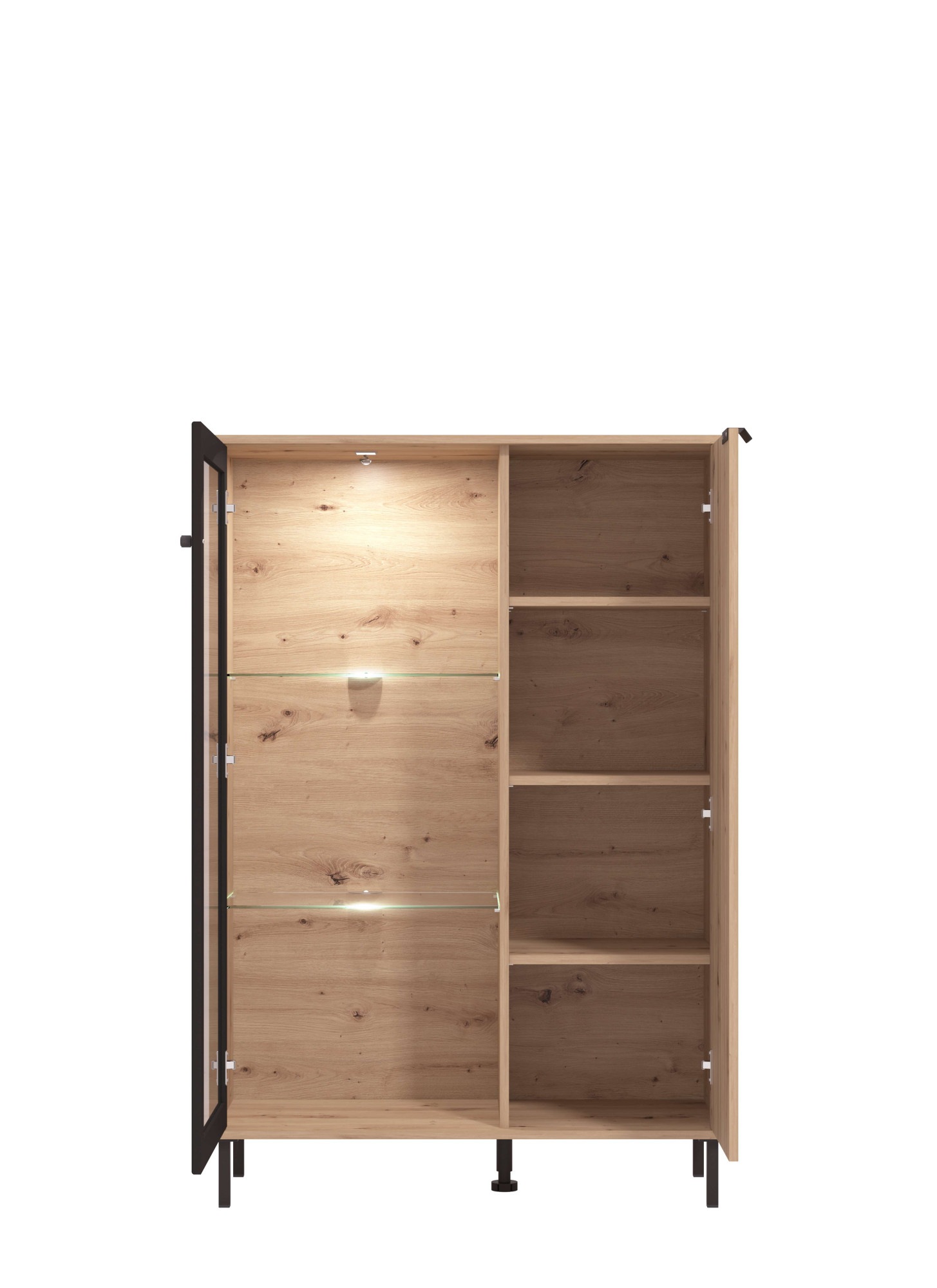 Home affaire Highboard »Mayenne Sideboard, Stauraumschrank, Anrichte, Hochschrank, Breite 93cm«, Holztür mit Rillen-Optik, Glastür, Modernes Design