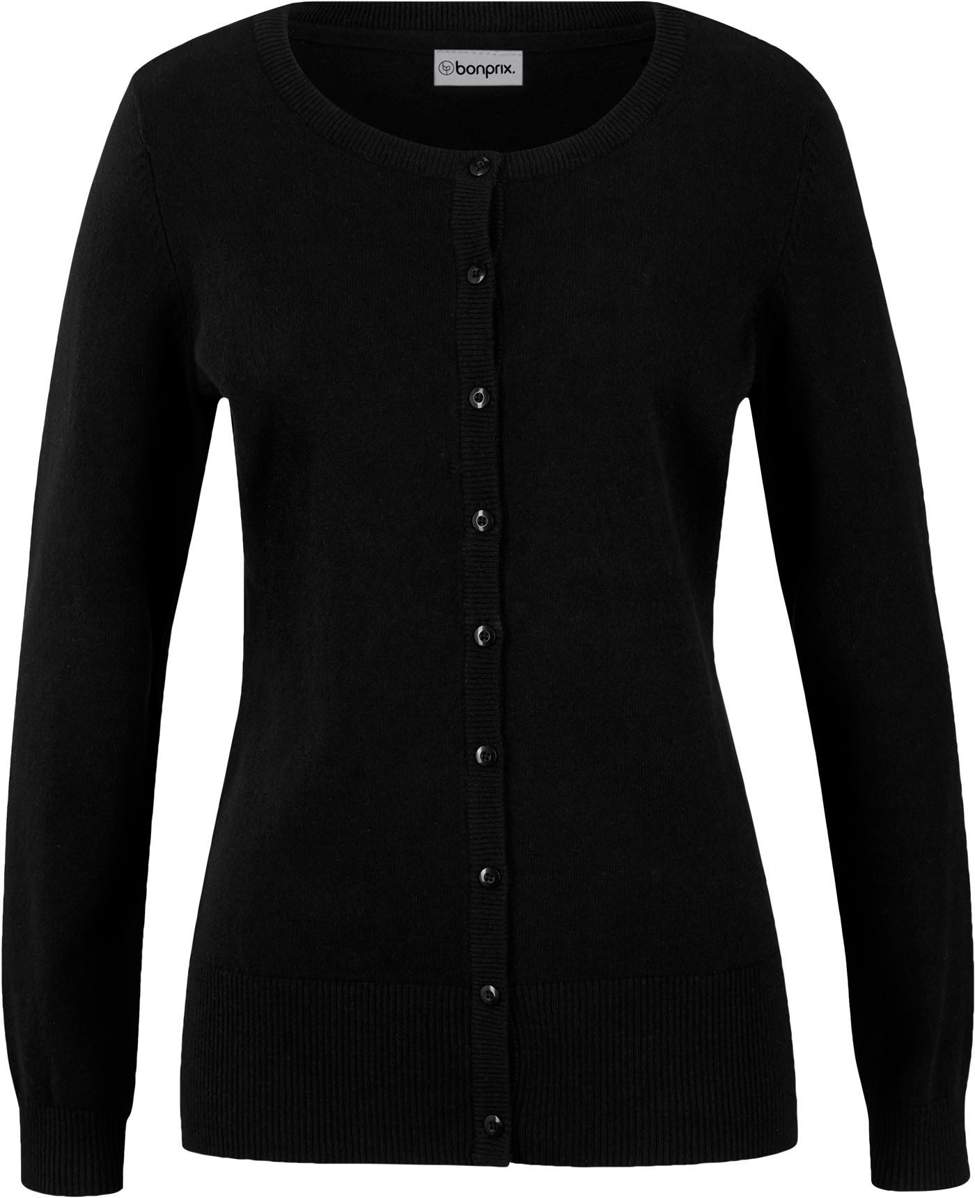 bonprix Strickjacke gerade Passform, unifarben, aus Baumwollmischung, mit Knopfleiste
