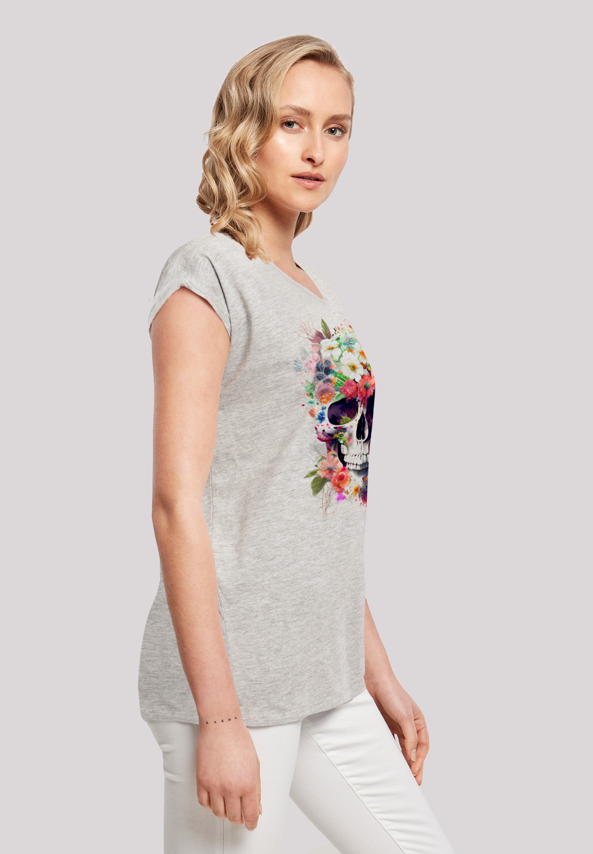 kaufen für Print T-Shirt F4NT4STIC Blumen«, »Totenkopf BAUR |