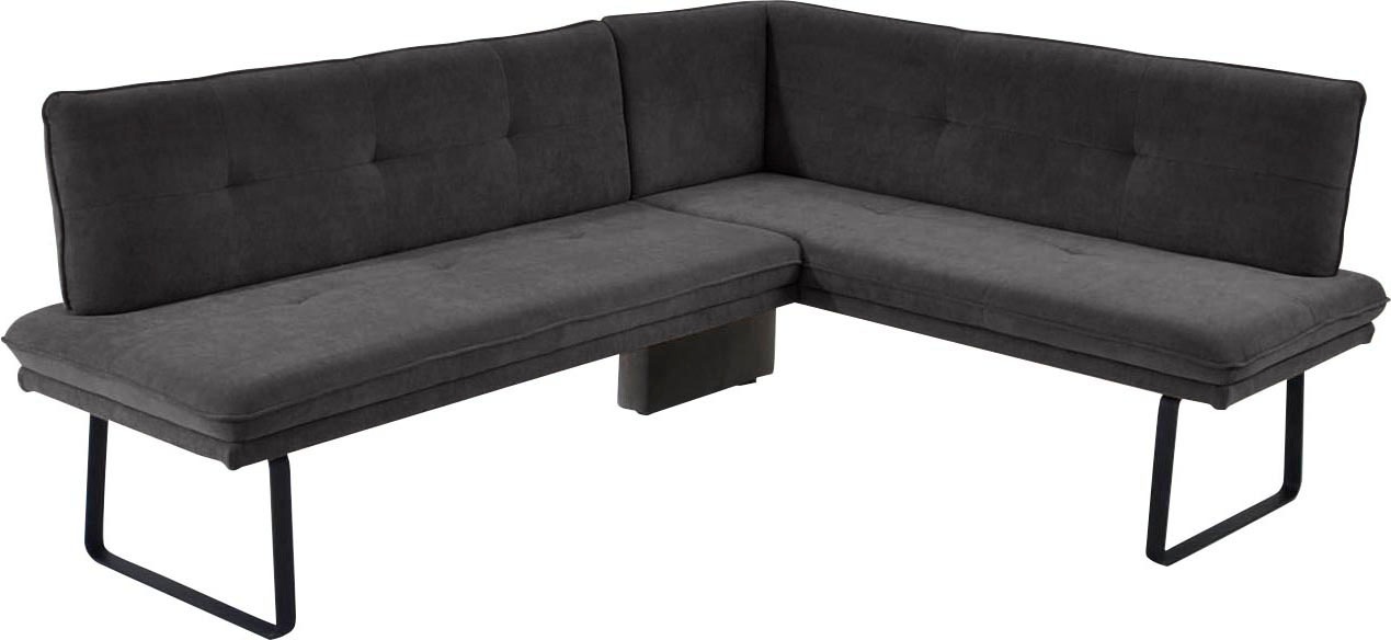 Eckbank K+W KOMFORT & WOHNEN, braun (dunkelbraun), B:207cm H:87cm T:157cm, Sitzbänke, Eckbank, Polstereckbank in Spitzkissenoptik, Sitz und Rücken gesteppt
