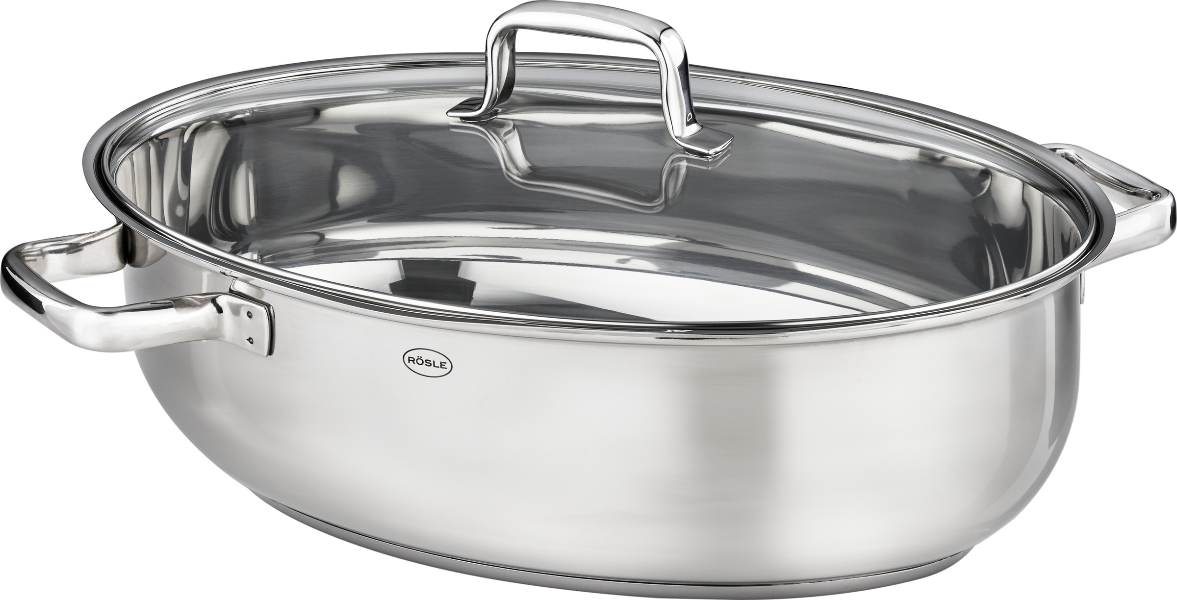 RÖSLE Bräter "MOMENTS mit Glasdeckel", Höhe 19,5cmsilberfarben, Töpfe, oval