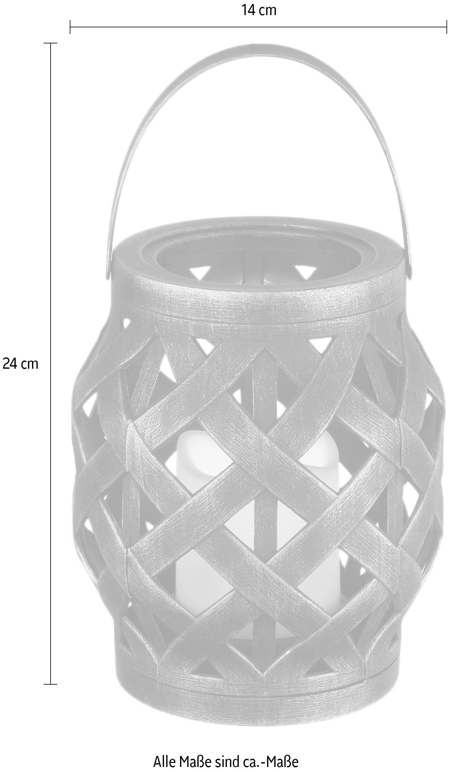 Home affaire Windlicht, mit LED Kerze, Timer, für den Innen- und Außenbereich, Höhe 24 cm