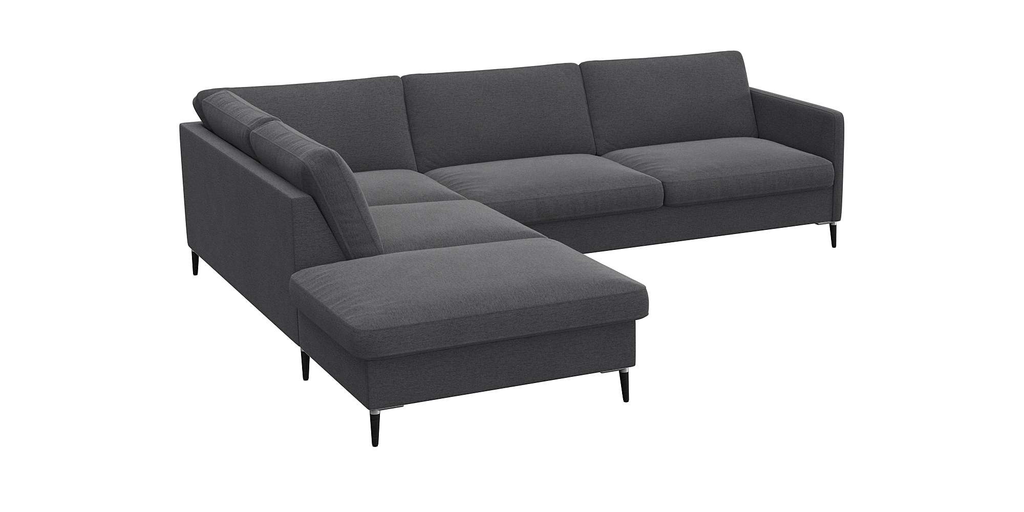 FLEXLUX Ecksofa »Fiore, L-Form«, schmale Armlehnen, Kaltschaum, Füße Alu+schwarz