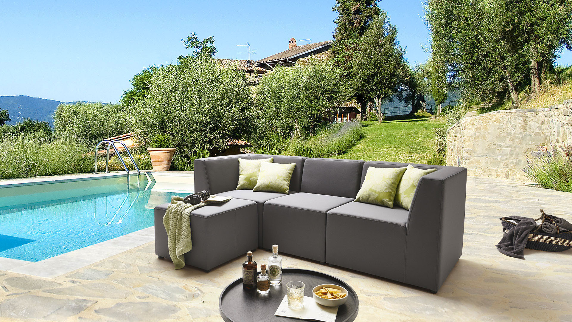 Loungesofa »Aurinko«, Speziell für Outdoor, witterungsbeständig, incl. Schutzhülle