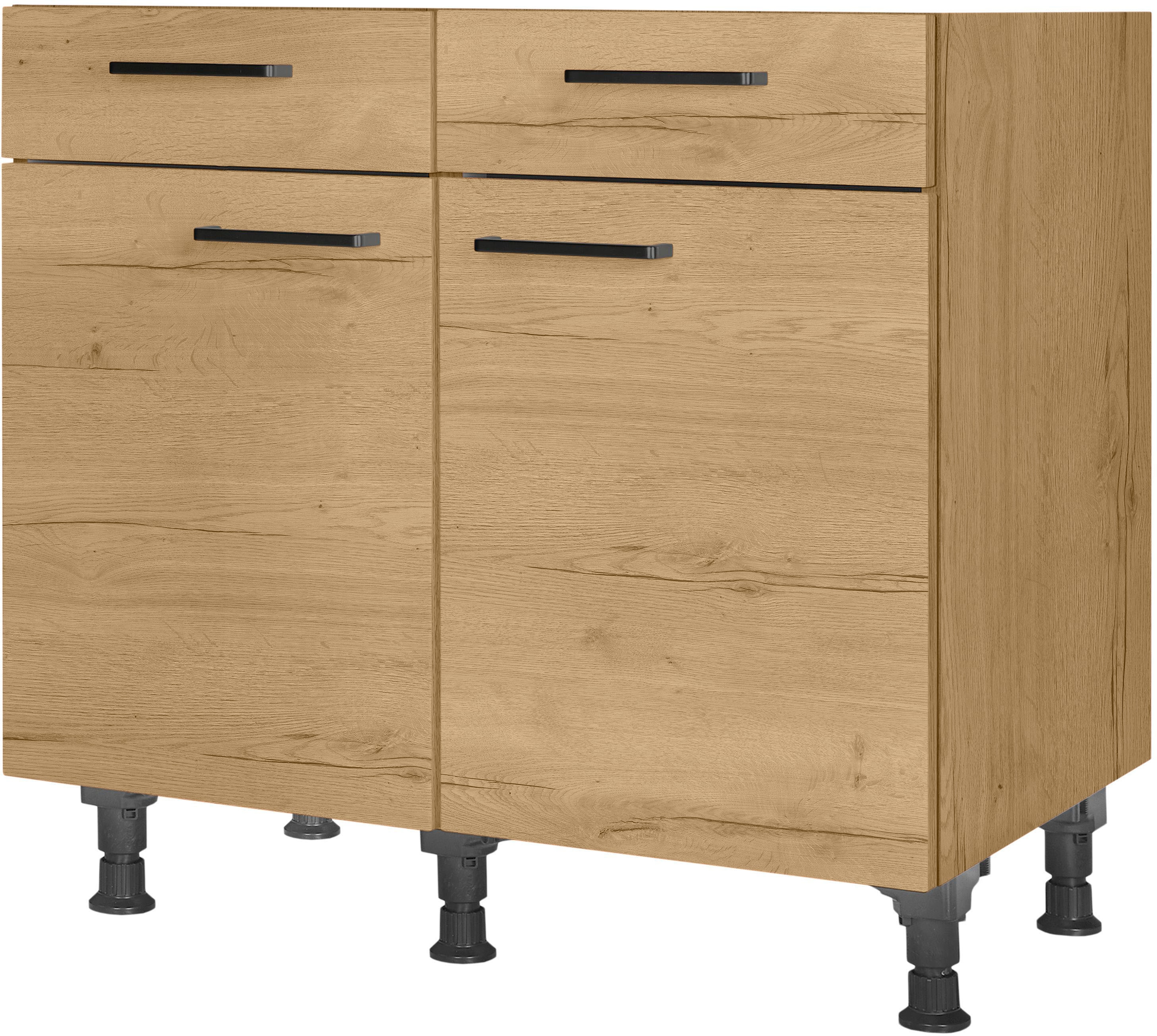 nobilia Unterschrank ""Structura", vormontiert, Breite 90 cm, Soft-Close-Funktion" bei den Schubkästen, inkl. höhenverstellbare Sockelfüße