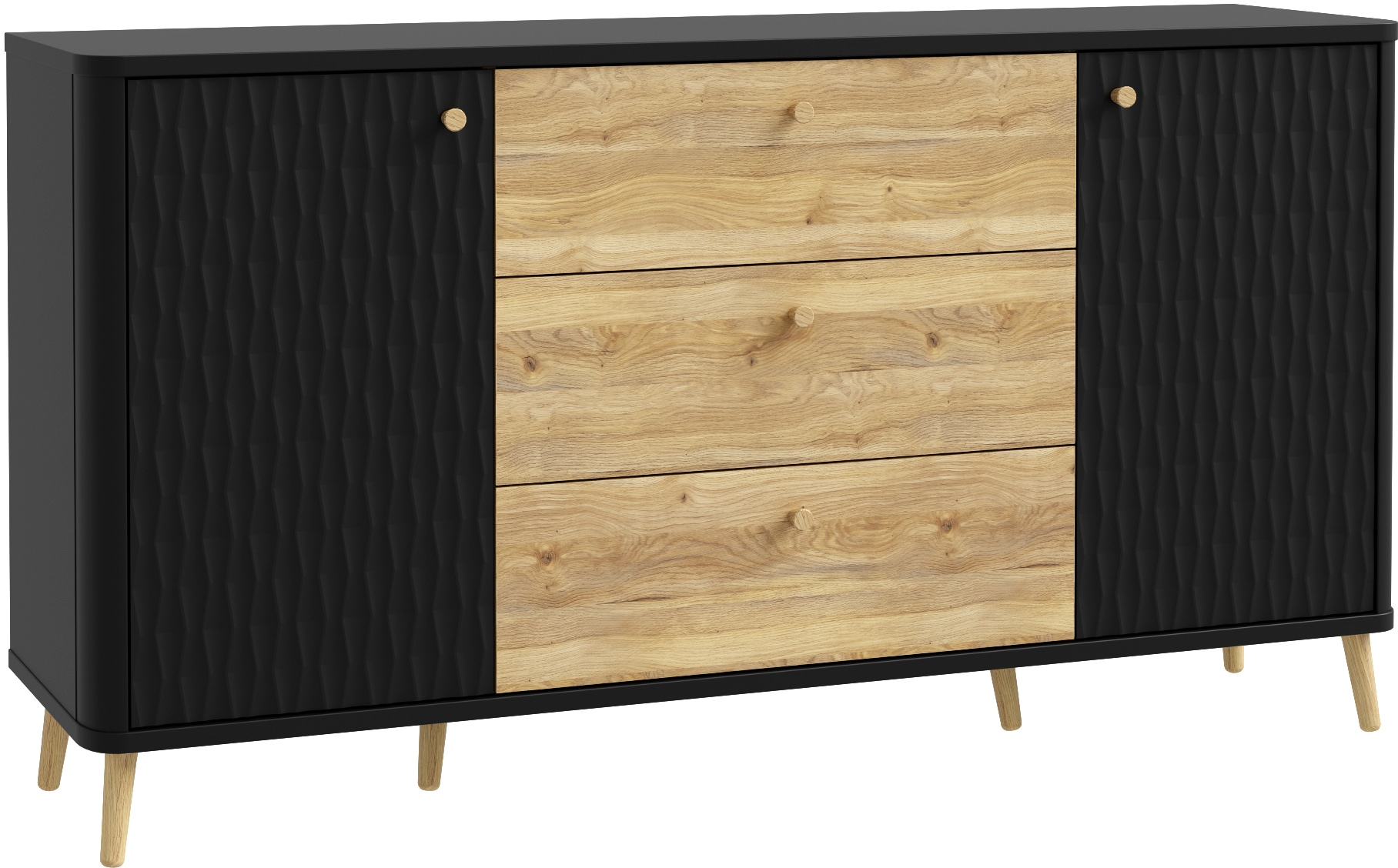 FORTE Sideboard »Fixsmile«, modernes Sideboard, SoftClose, Echtholz Beine und Griffe
