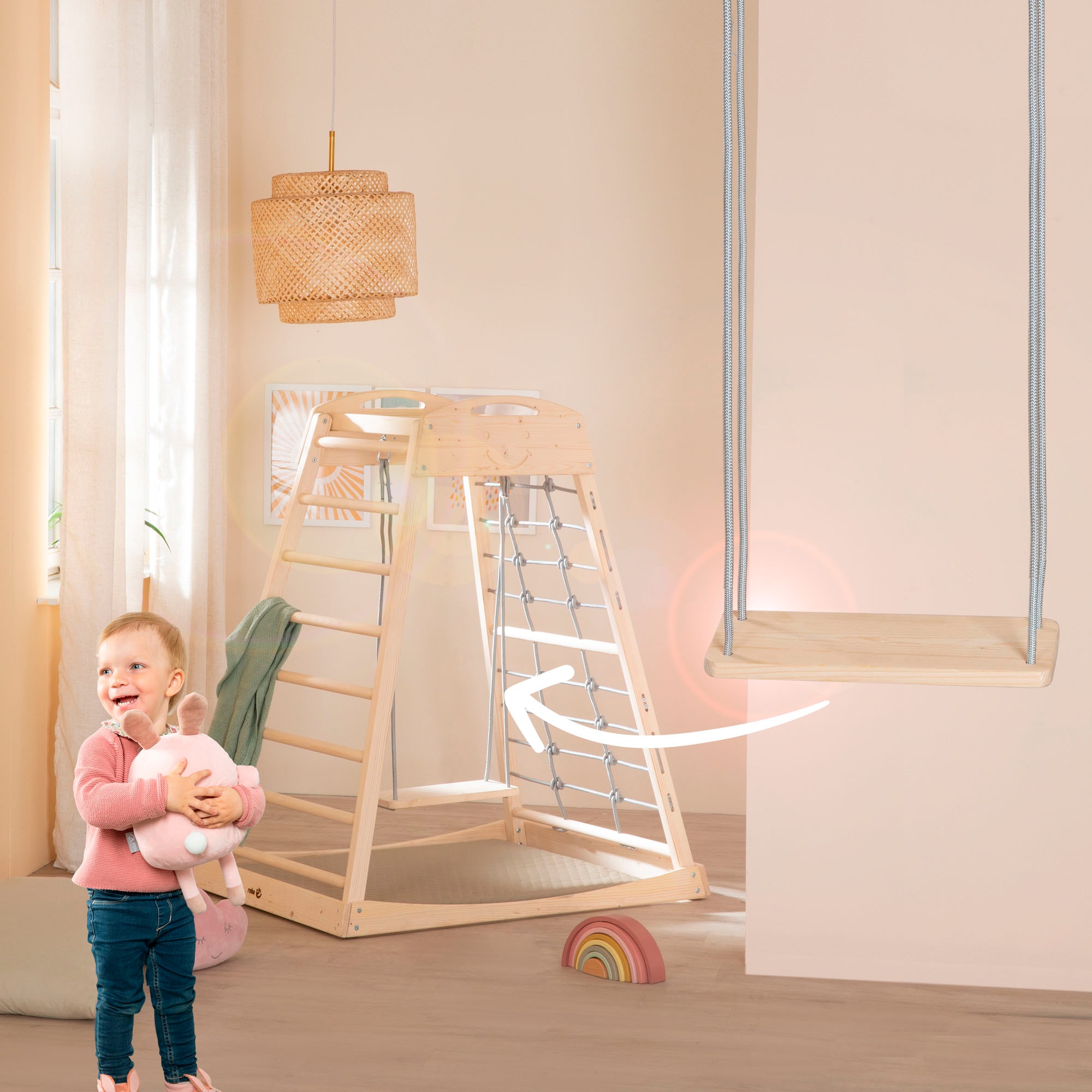 roba® Klettergerüst »Montessori Indoor Spielturm«, Belastbar bis 70 kg