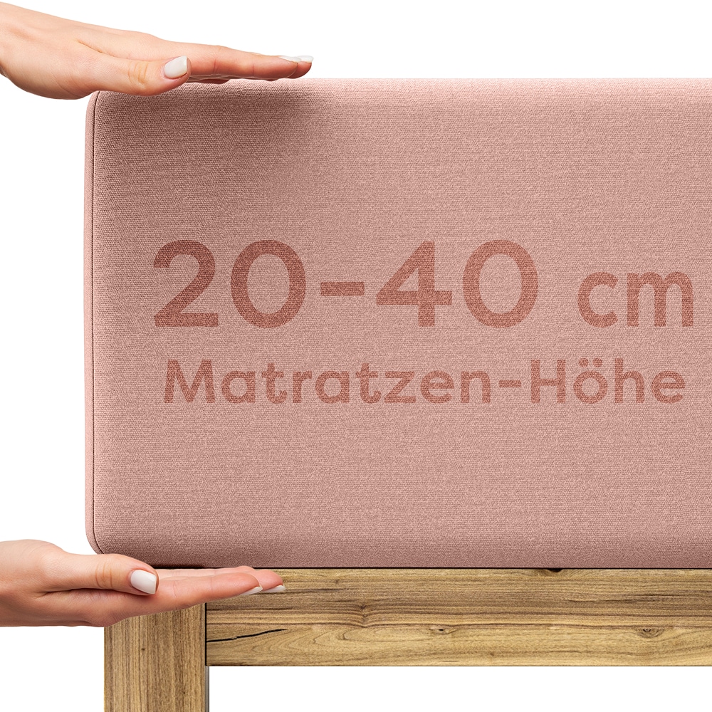 Spannbettlaken WOLKENFELD, rosa, Jersey, Obermaterial: 95% Baumwolle, 5% Elasthan (LYCRA), Bettlaken, "Boxspringbett Bettlaken - Spannbetttuch für