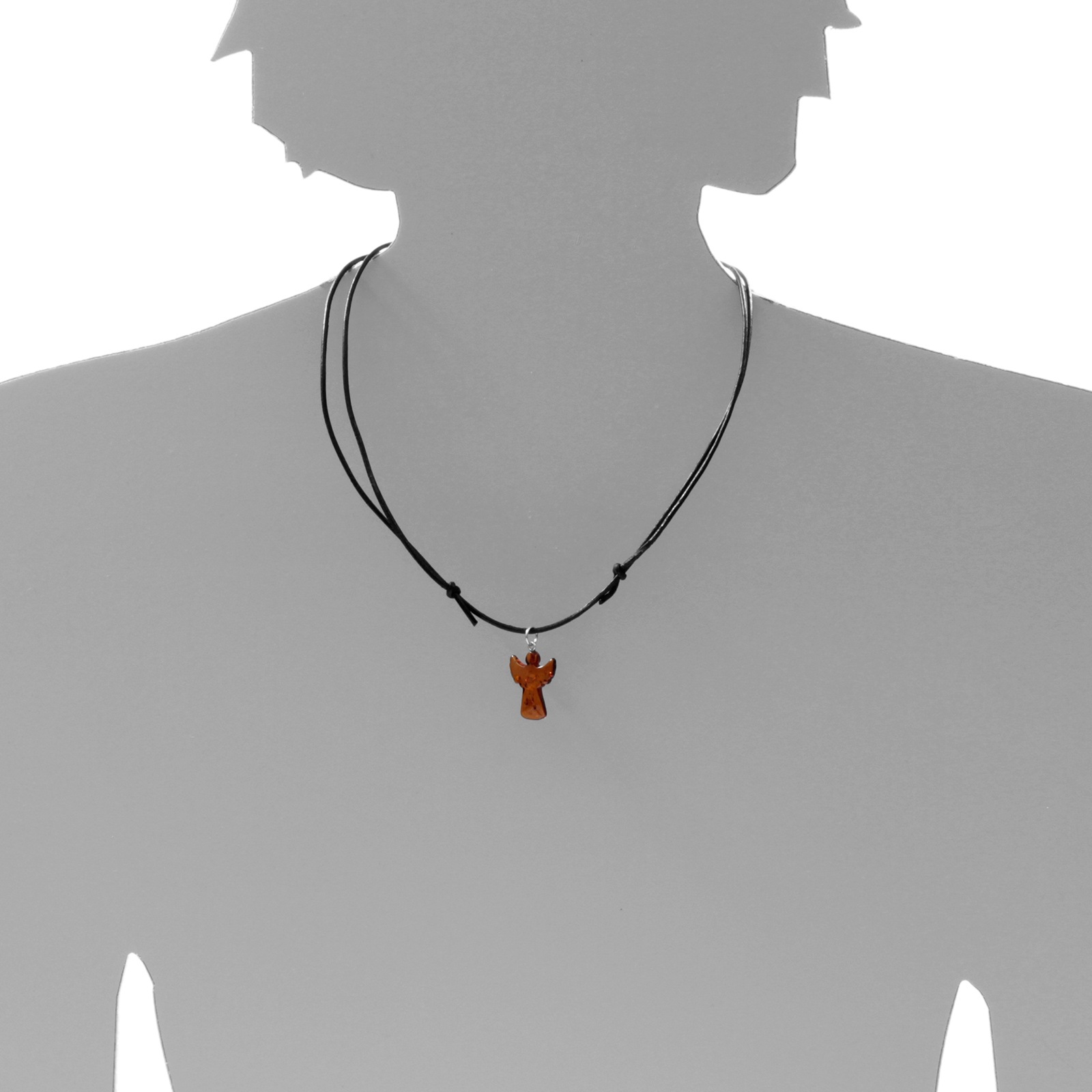 Ostsee-Schmuck Angel Pendant Leather Cord Amber Brown 2