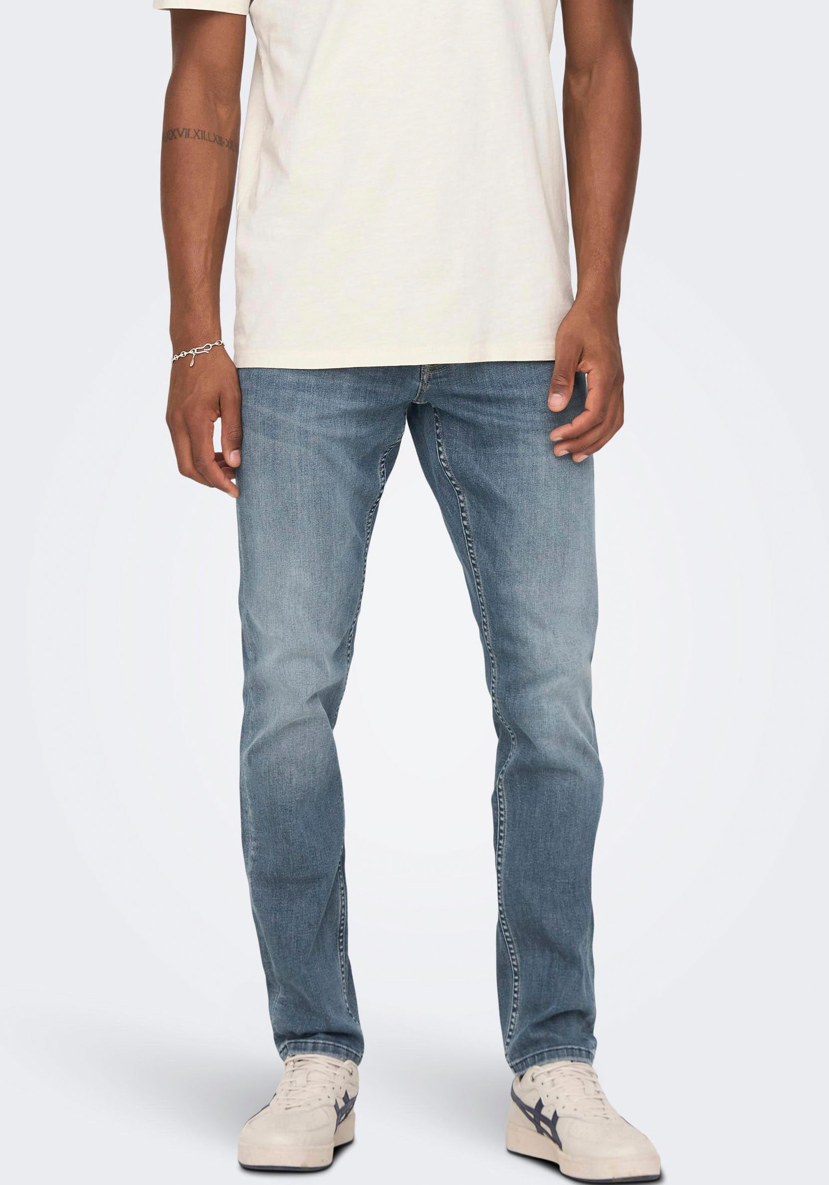 Slim-fit-Jeans »OS ONSLOOM SLIM BLUE GREY 40«, mit Destroyed Effekt