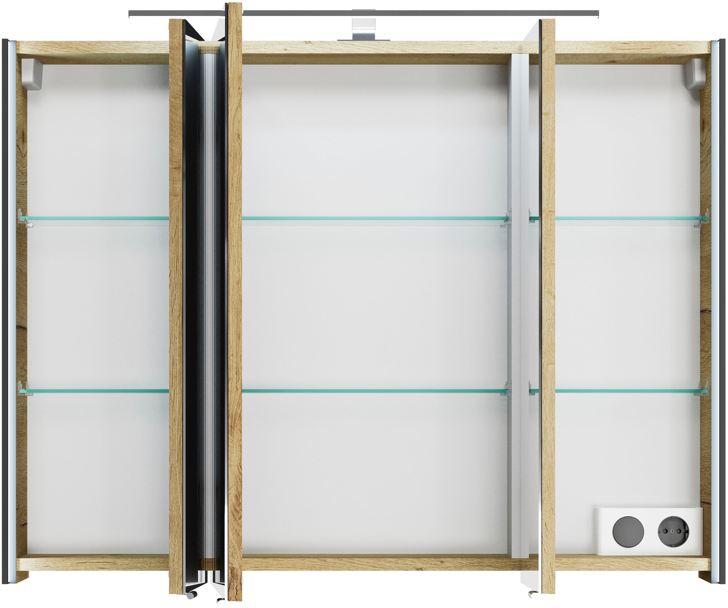 Saphir Spiegelschrank »Serie 7045 Badezimmer-Spiegelschrank inkl. LED-Beleuchtung, 3 Türen«, Badschrank 93,2 cm breit, inkl. LEDplus Schalter und Türdämpfer