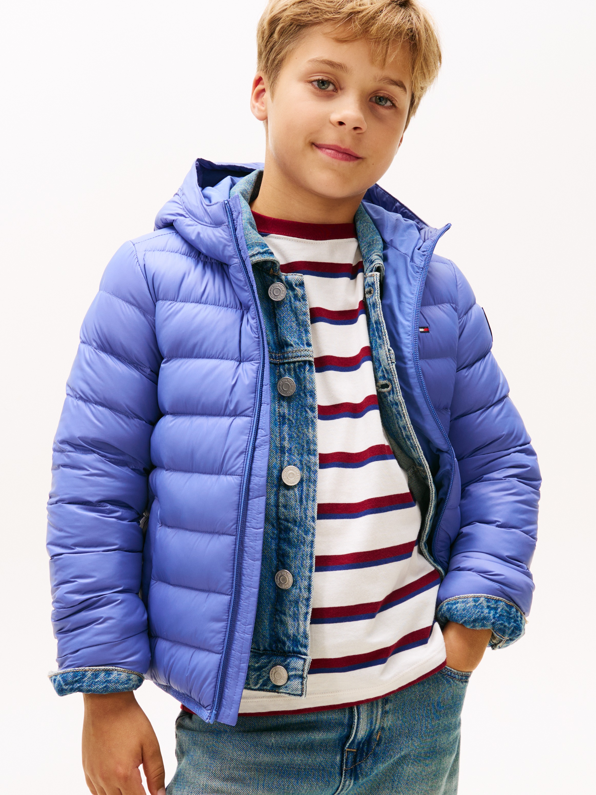 Tommy Hilfiger Steppjacke »U LIGHT DOWN HOODED JACKET«, mit Kapuze, Kinder bis 16 Jahre