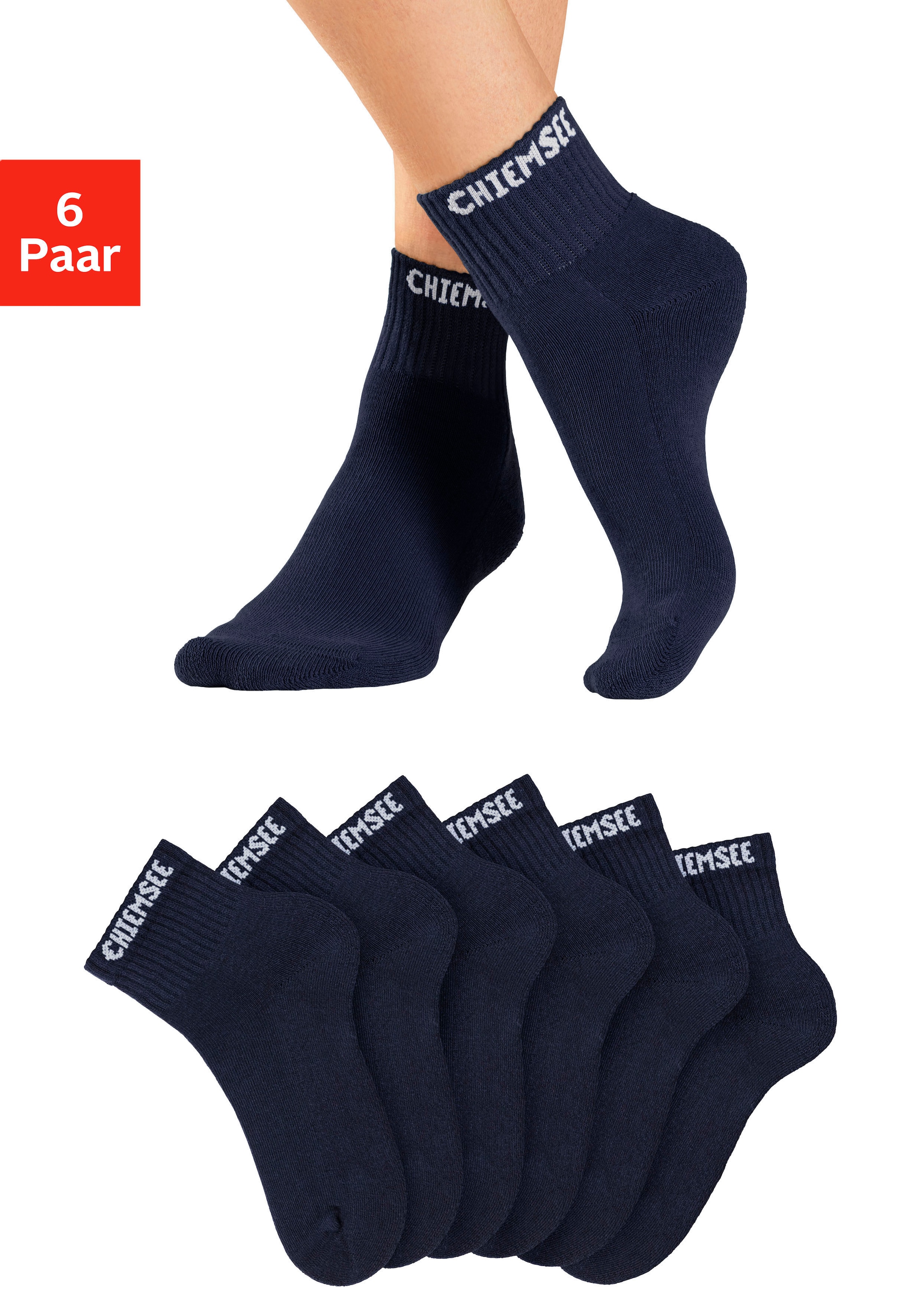 Chiemsee Kurzsocken, (Packung, 6 Paar), mit eingestricktem Markennamen