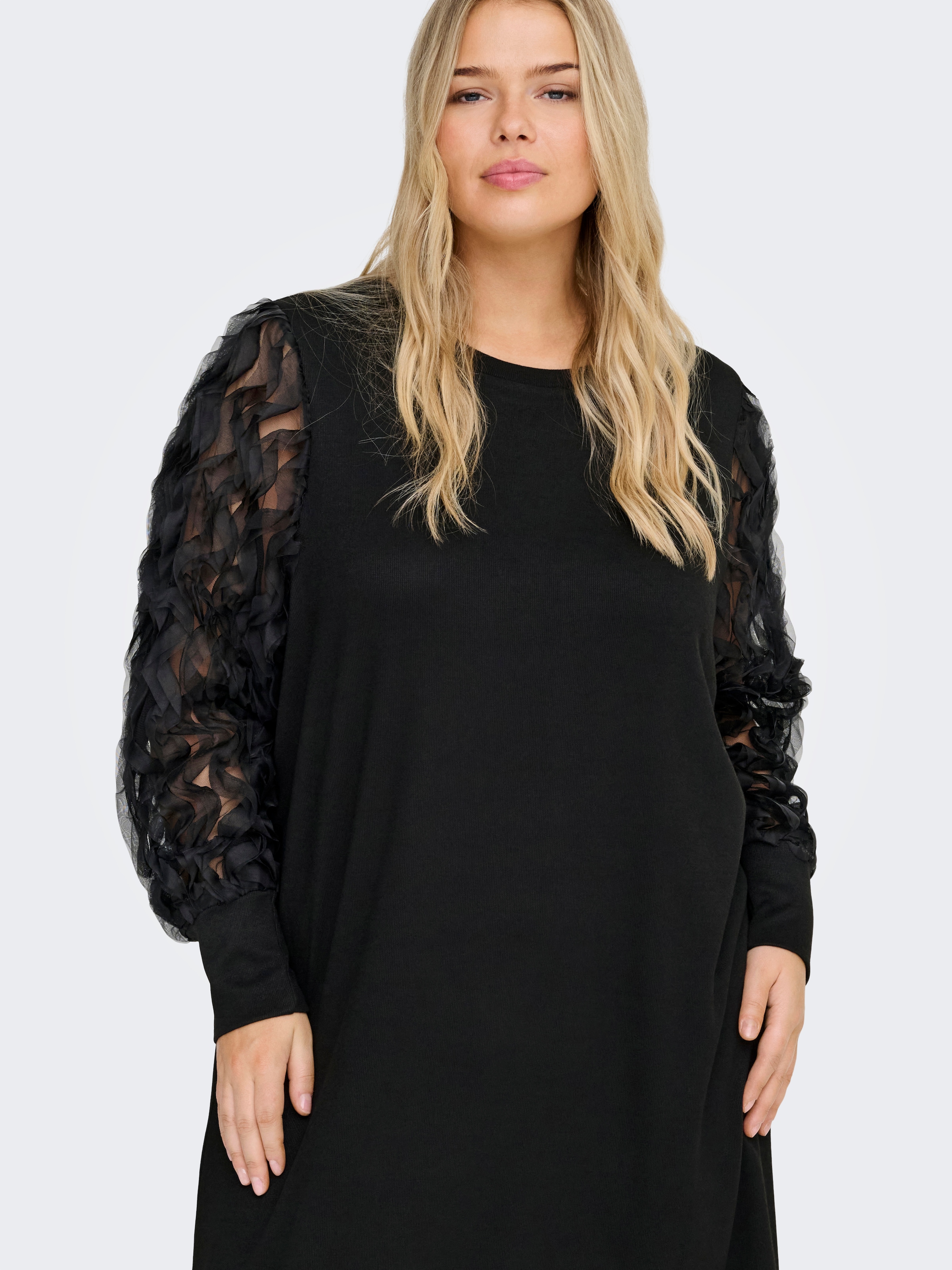 ONLY CARMAKOMA Minikleid "CARAMIRA L/S O-NECK ABK DRESS JRS" Partykleid günstig online kaufen