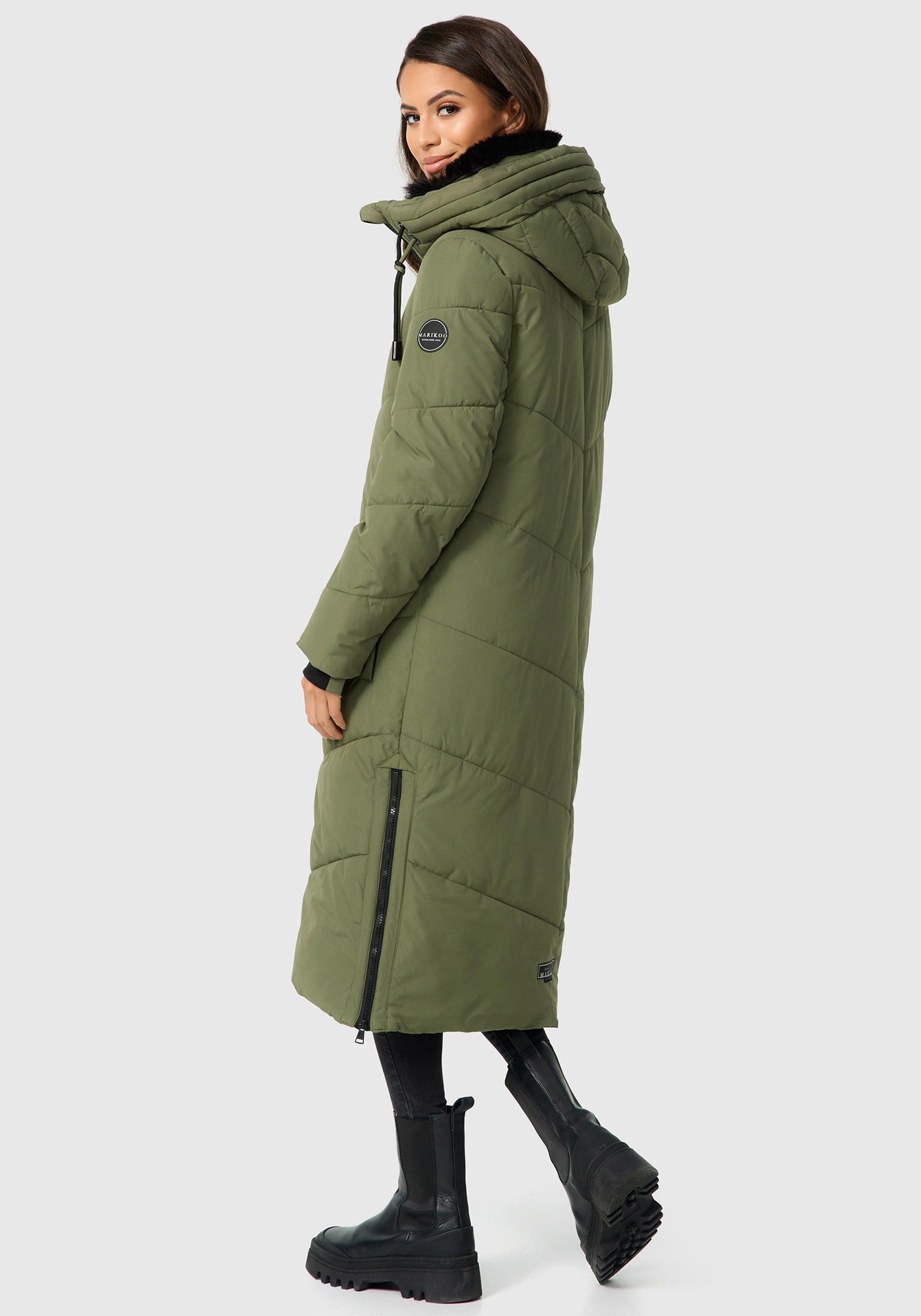 Marikoo Winterjacke »Nadaree XVI« Stepp Mantel mit großer Kapuze