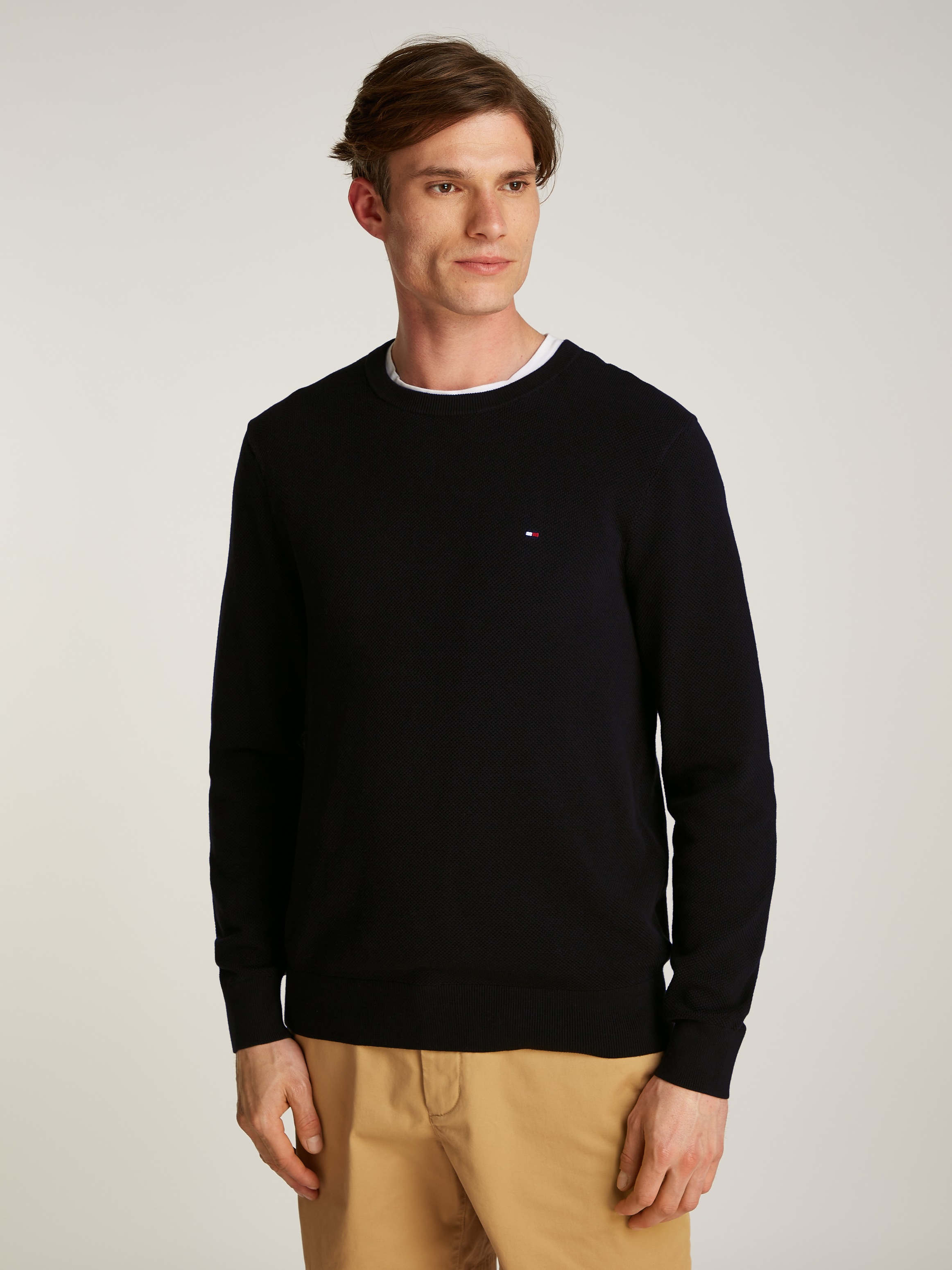 Tommy Hilfiger Rundhalspullover "ESSENTIAL STRUCTURE CREW NECK", mit feiner günstig online kaufen