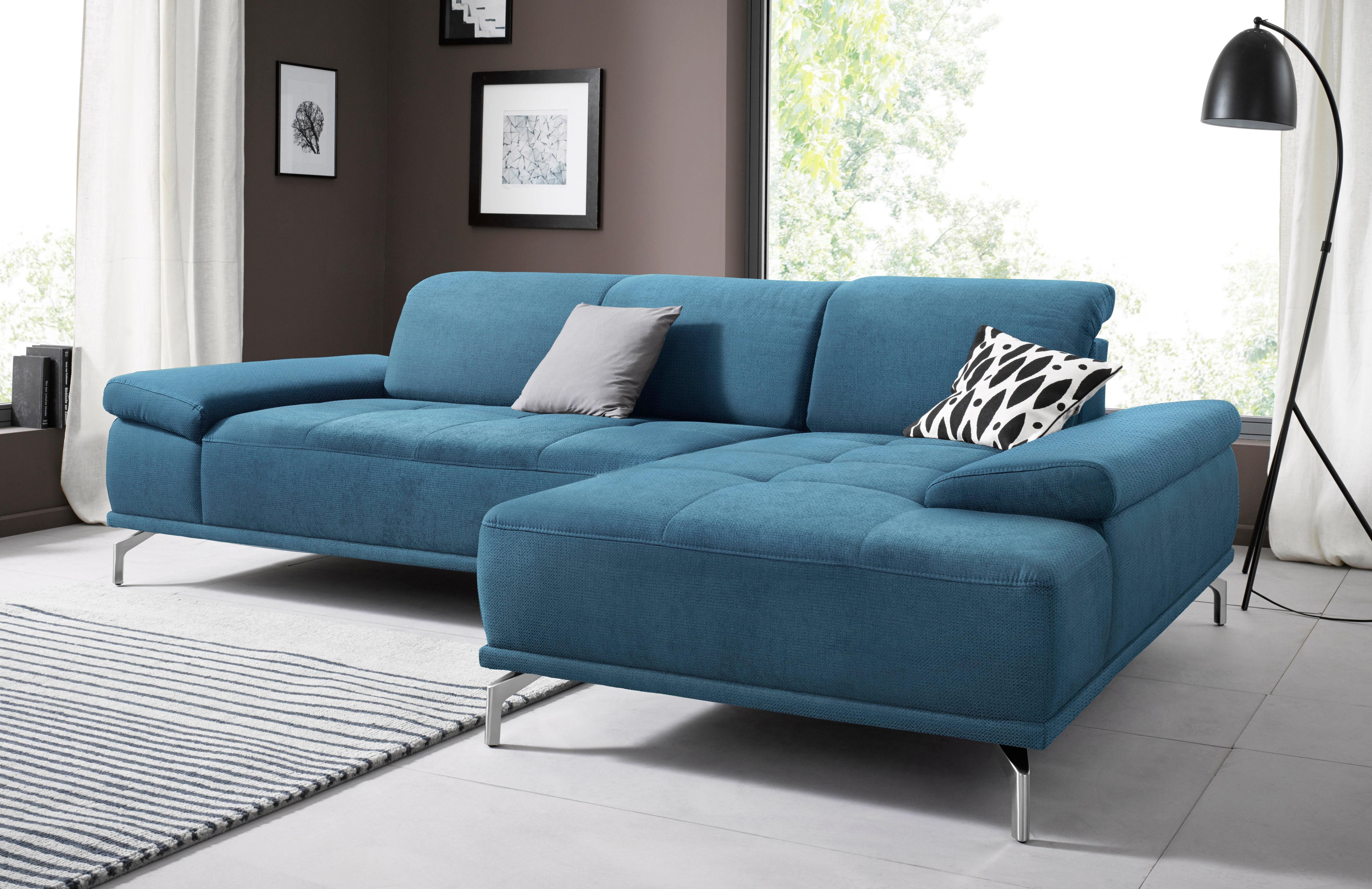 OTTO home Ecksofa "Caluna, L-Form, B:280cm, Federkern, in Stoff und Leder" Inkl.Sitztiefenverstellung, wahlweise mit Kopf- und Armteilverstellung