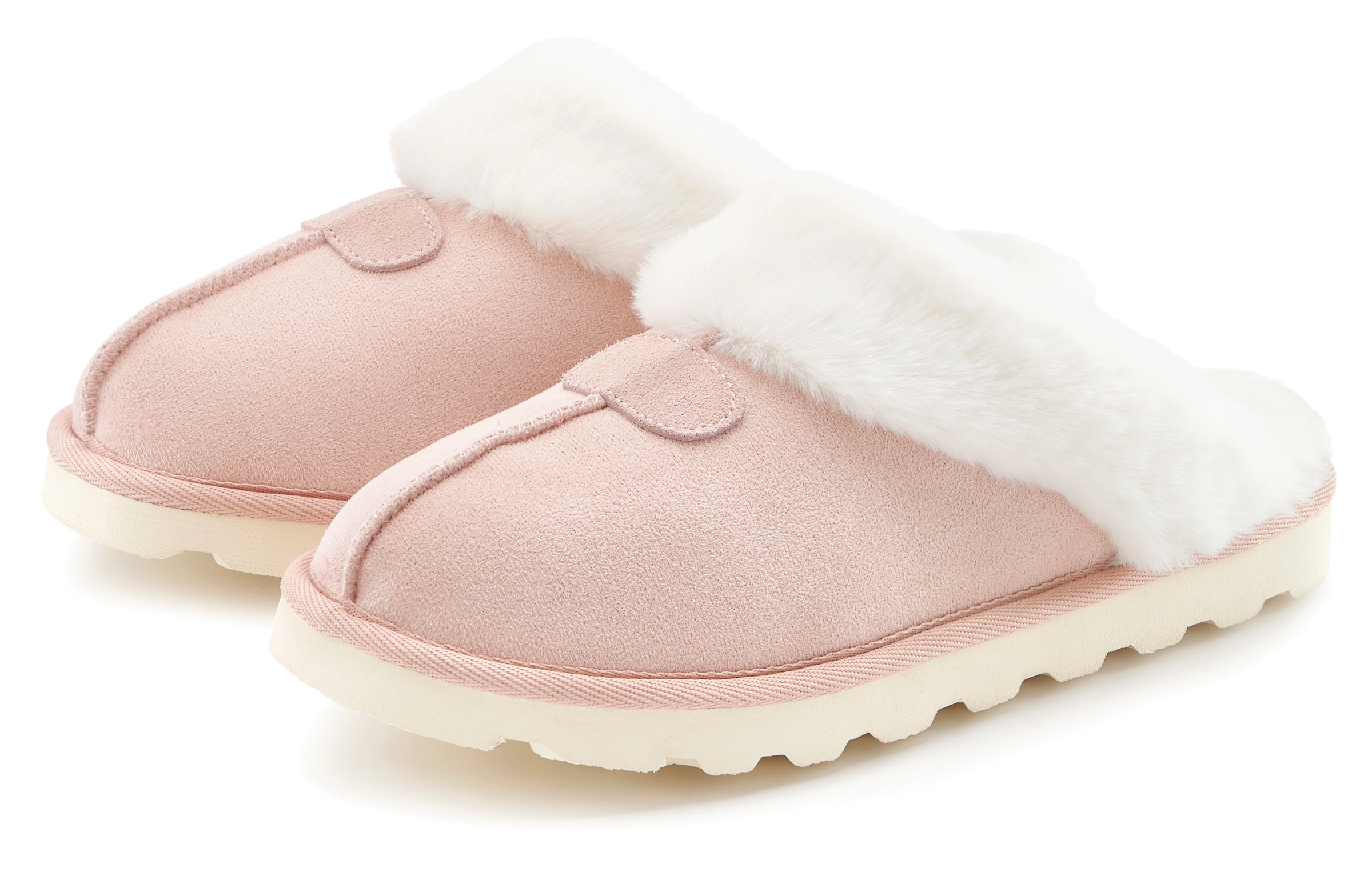Vivance Dreams by Lascana Pantolette "Plüsch Hausschuh, Pantoffeln, Clogs, Schlappen, Hausschuh," mit Warmfutter VEGAN