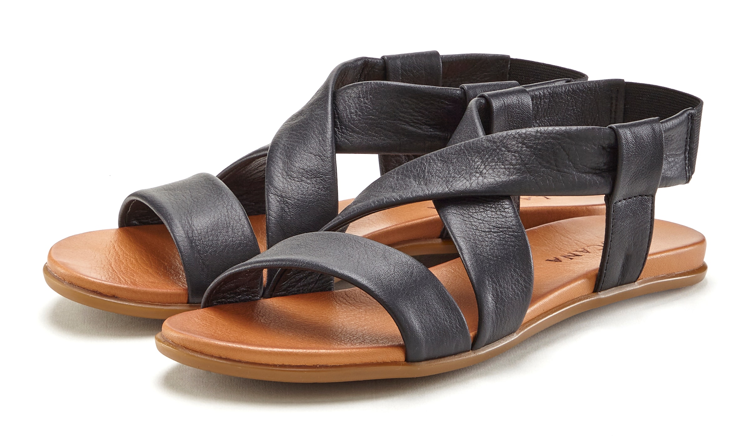 LASCANA Sandale "Sommerschuh", aus Leder mit raffinierten Riemchen, Sandale günstig online kaufen