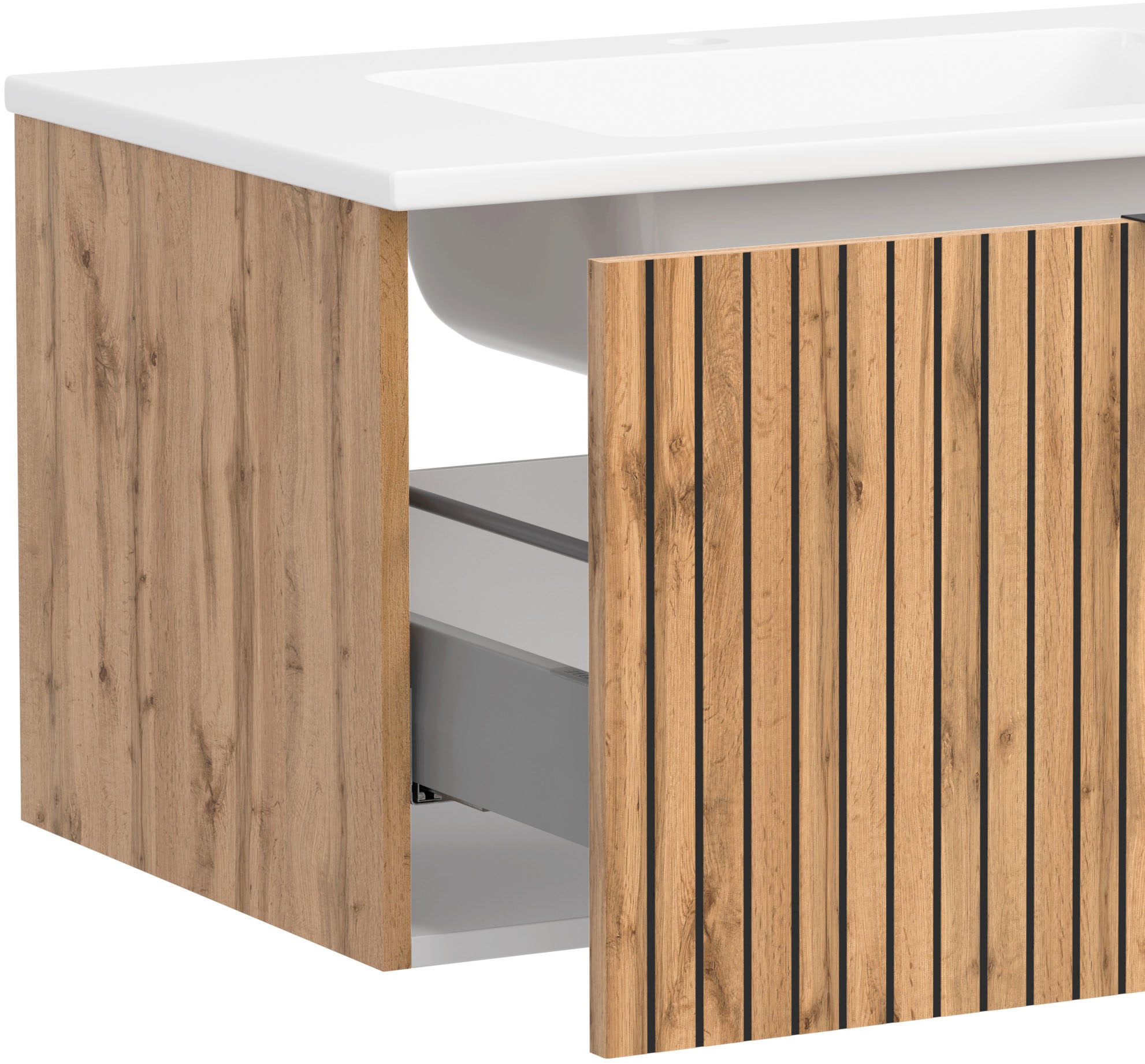 welltime Badmöbel-Set »Welltime, Carlton Waschtisch-Set, 80 oder 120 cm, gestreift« 2 Stk. tlg.