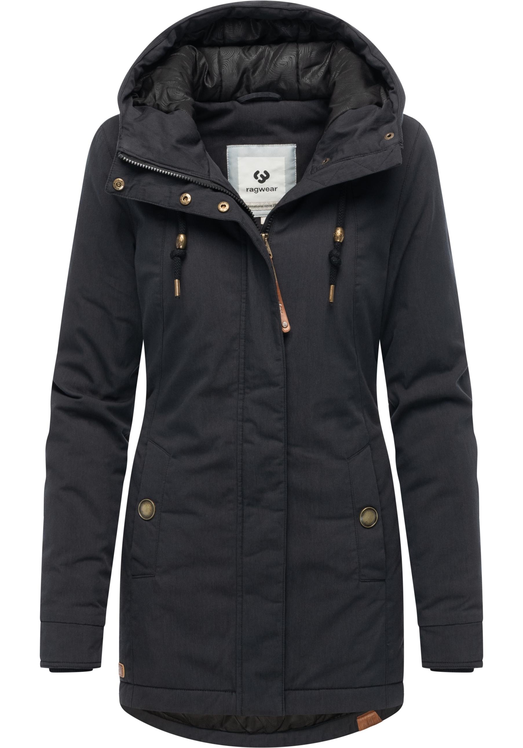 Winterjacke RAGWEAR "Monadena Parka YOUMODO", Damen, Gr. XXL (44), schwarz, Obermaterial: 68% Baumwolle, 32% Nylon; Innenfutter: 100% Polyester; Wattierung: 100% Polyester, figurbetont Po-bedeckend, hoch geschlossener Ausschnitt, verstellbar Rippstrickbün 3