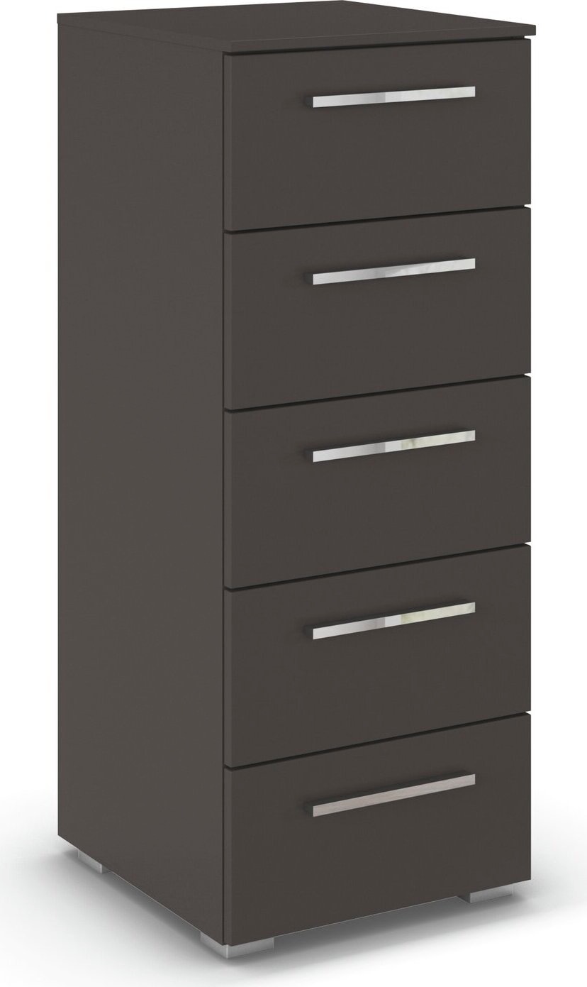 rauch Schubkastenkommode "Highboard Sideboard Kommode MONTCLAR Frontauswahl Dekor/Hochglanz/Glas" in 2 Breiten: 40 oder 80 cm / Höhe 100 cm, inkl. Soft-Close-Funktion, mit 5 geräumigen Schubladen, viele Griffvarianten MADE IN GERMANY
