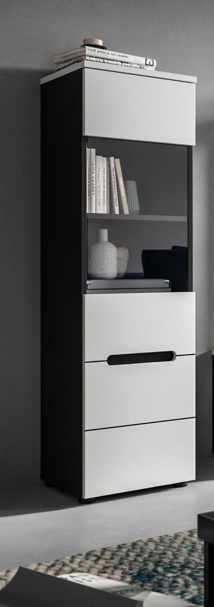 INOSIGN Vitrine »REHAT, TOPSELLER!, Höhe 125 cm, 1 Glastür, 1 Böden, 3 Fächer« stehend und hängend montierbar, 1 Stk. tlg. Vitrinenschrank, Schrank, Glasvitrine, Wohnzimmervitrine