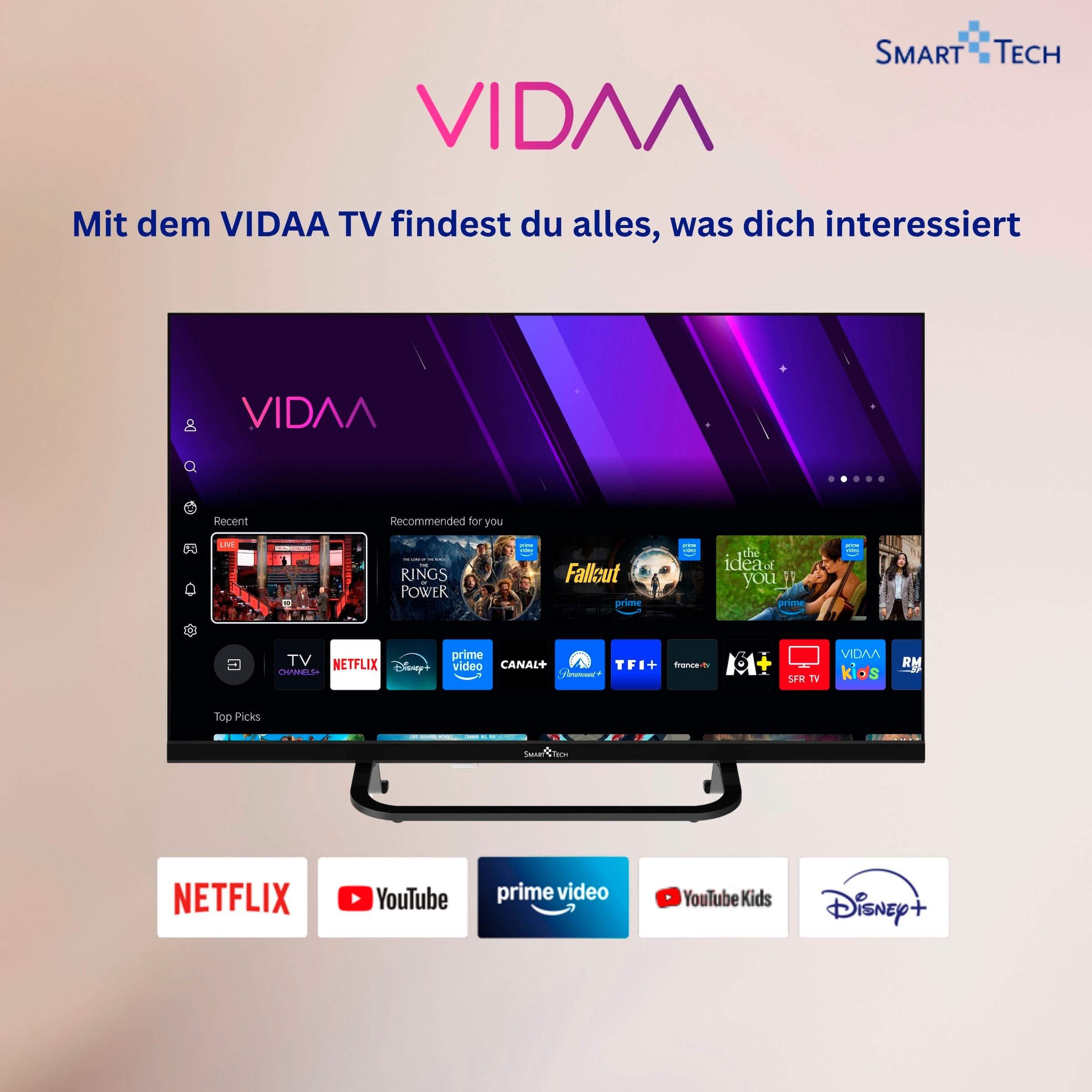 Smart Tech LED-Fernseher »24HV02V« 60 cm/24 ″ HD ready Smart-TV
