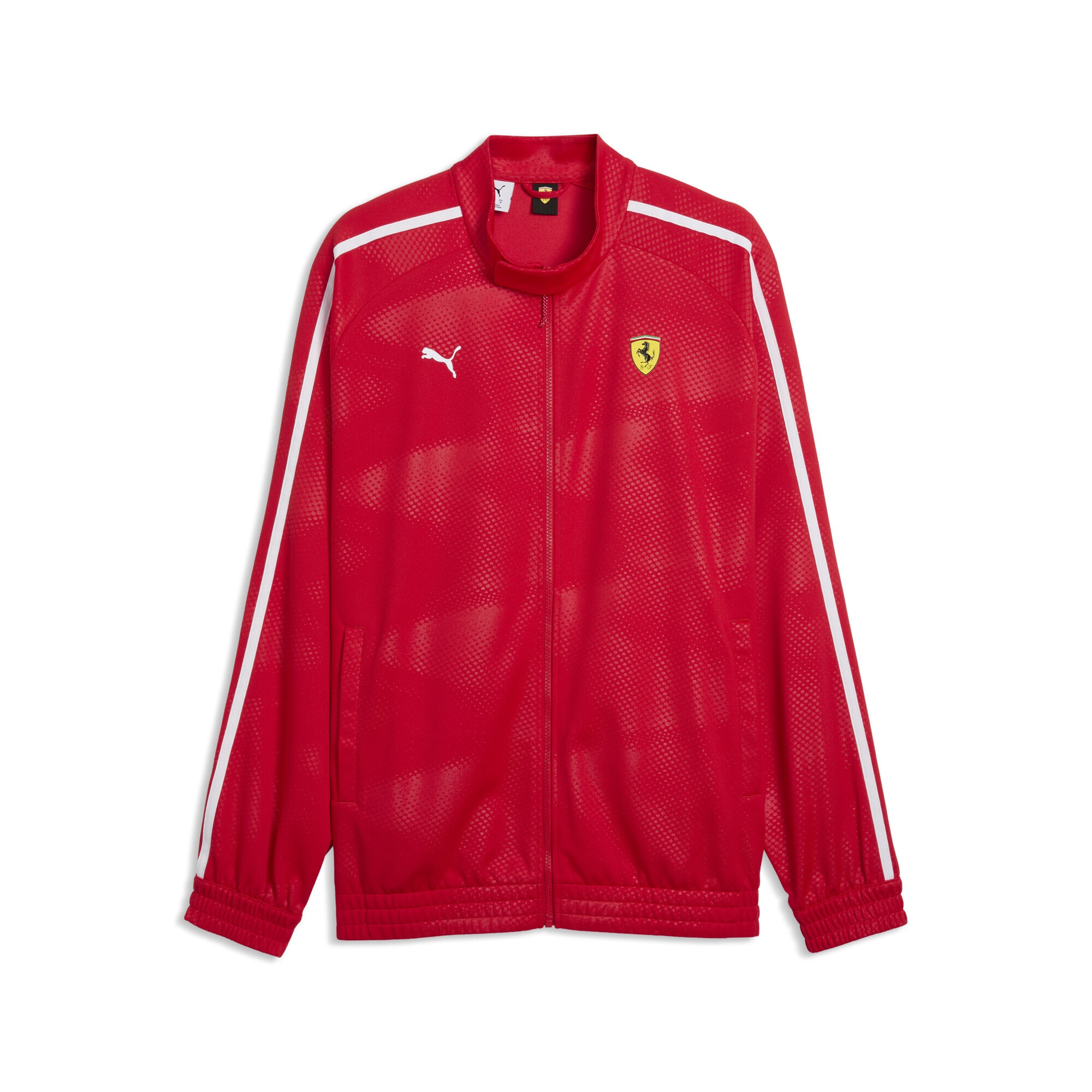Sweatjacke PUMA "Scuderia Ferrari T7 Oversized Trainingsjacke Herren", Damen, Gr. L, rosso corsa rot, Obermaterial: 100% Polyester; Seitentasche – Oben: 100% Polyester; Seitentasche – Unten: 100% Polyester, Sweatjacken Sweatjacke