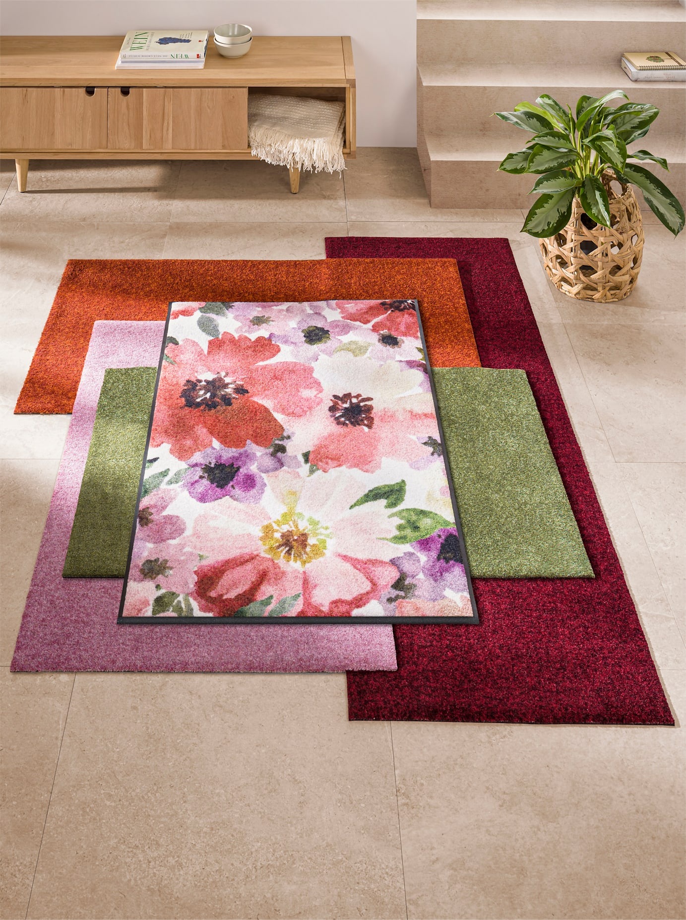 wash+dry by Kleen-Tex Fußmatte Dark Red 60x180 cm 3