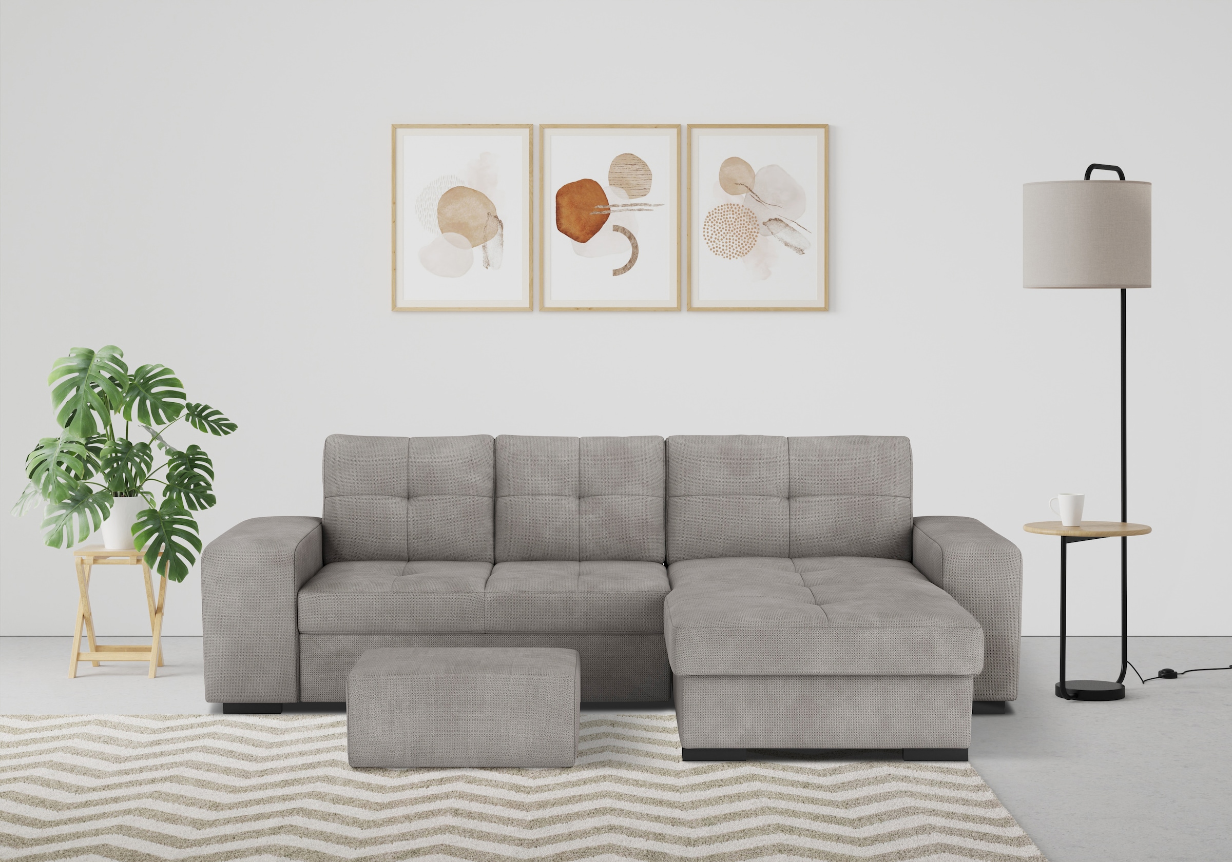 COTTA Ecksofa "Mattina L-Form", mit Hocker, wahlweise mit Bettfunktion & Be günstig online kaufen
