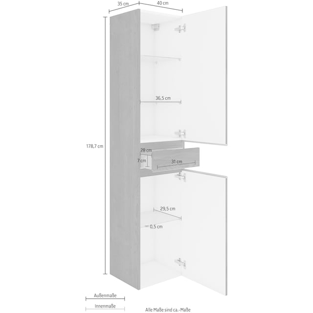 MARLIN Hochschrank »3500maxus«, 40 cm breit, Soft-Close-Funktion, Badmöbel,  vormontiert | BAUR
