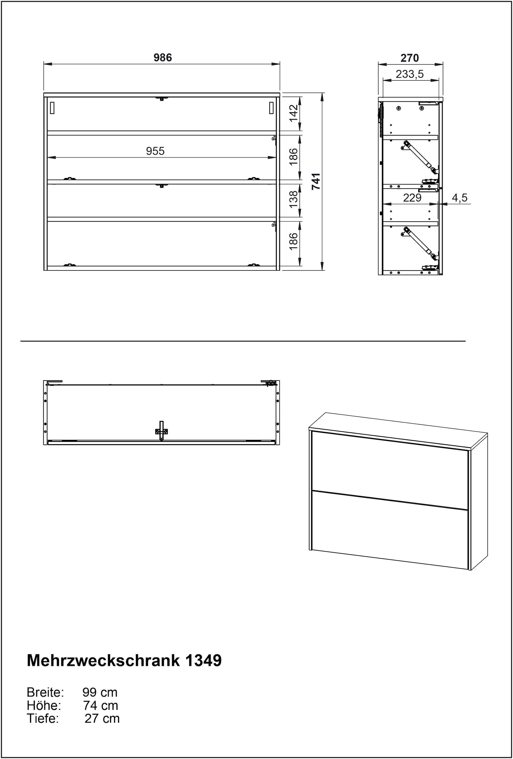GERMANIA Hängeschuhschrank »Binetto« 1 Stk. tlg. Schuhschrank mit Push-to-open Technik