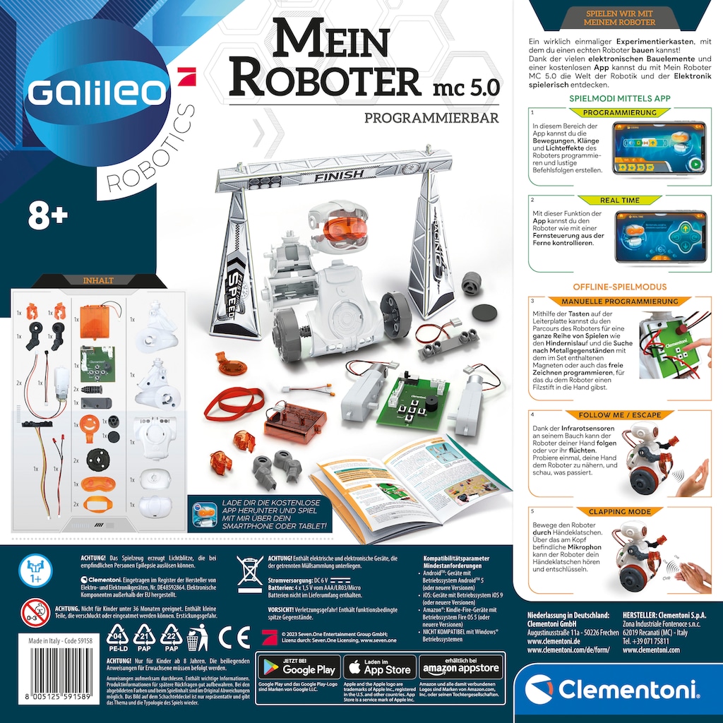 Clementoni® Experimentierkasten »Galileo, Mein Roboter MC5.0«, Made in Europe