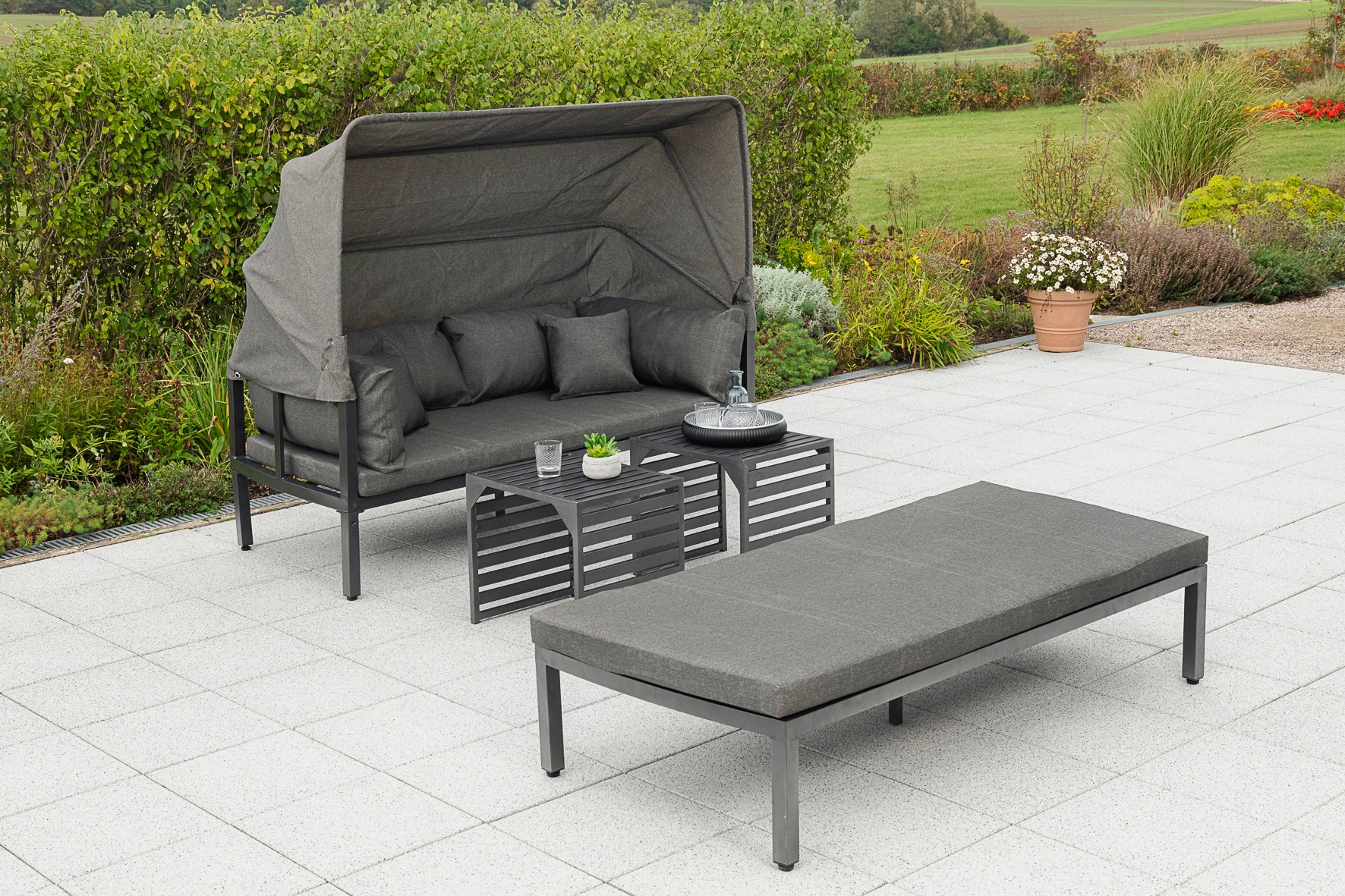 MERXX Gartenlounge-Set "Argos Insel", 3er Set, aus Aluminium, mit 2 Beistel günstig online kaufen