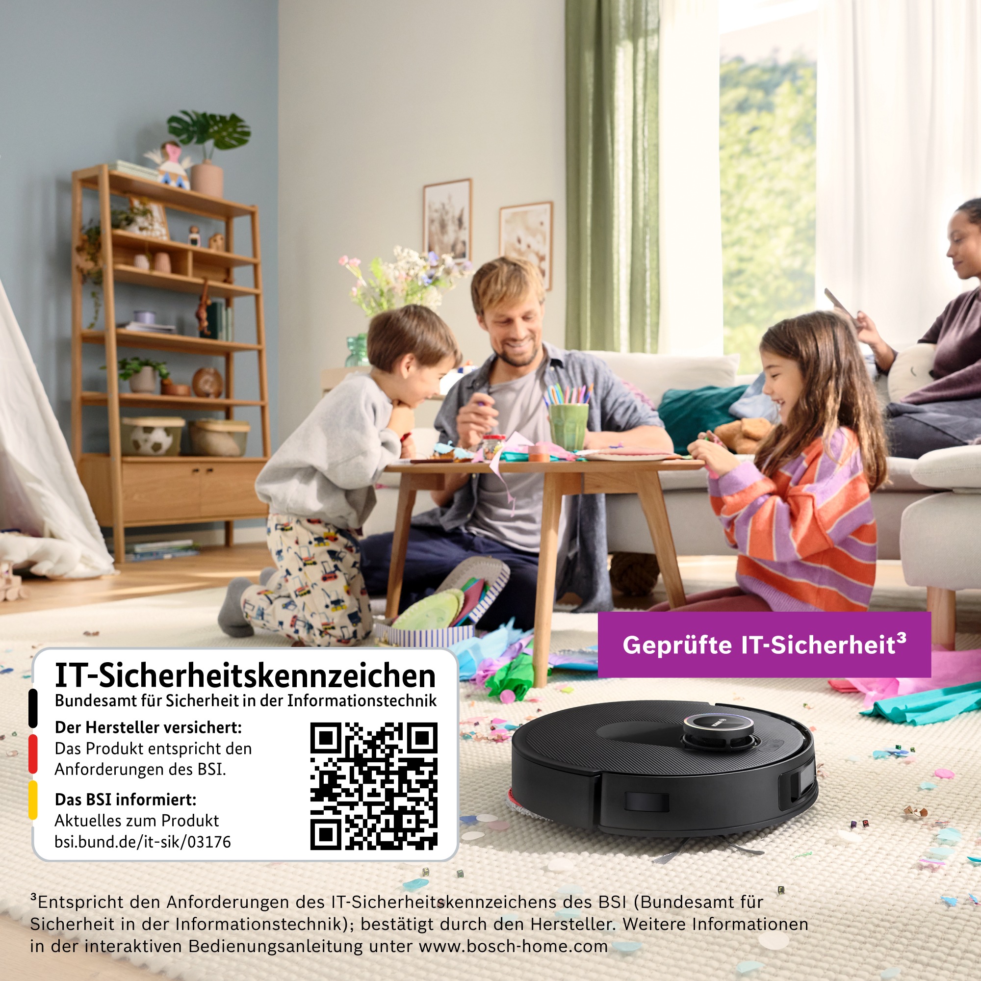 BOSCH Saugroboter »Spotless Max Cam BCRDW3BX, rotierende Wischpads, 70°C Selbstreinigung«, Datensicherheit, 11.000 Pa Saugkraft, Absaugstation, Kamera