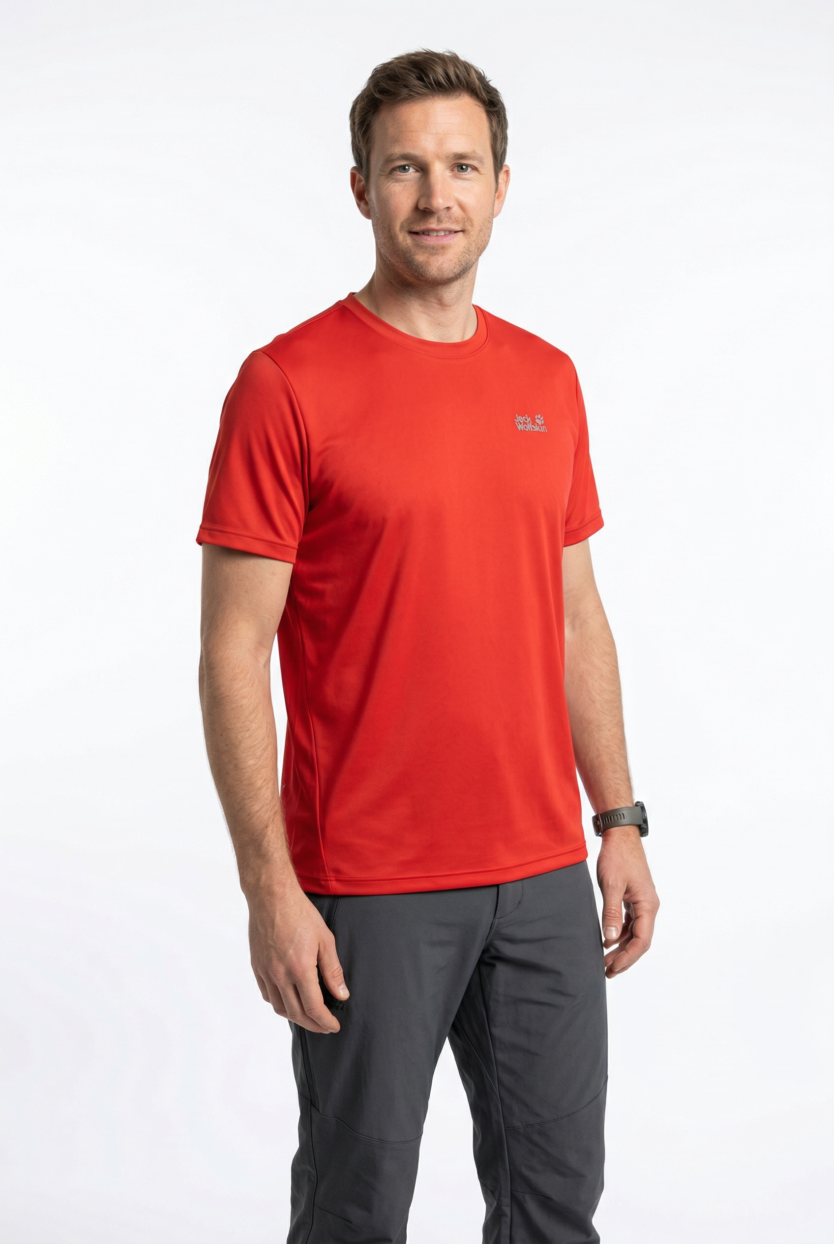 Jack Wolfskin Funktionsshirt "TECH T M" atmungsaktiv, Kurzarm, mit Rundhalsausschnitt, ohne Verschluss